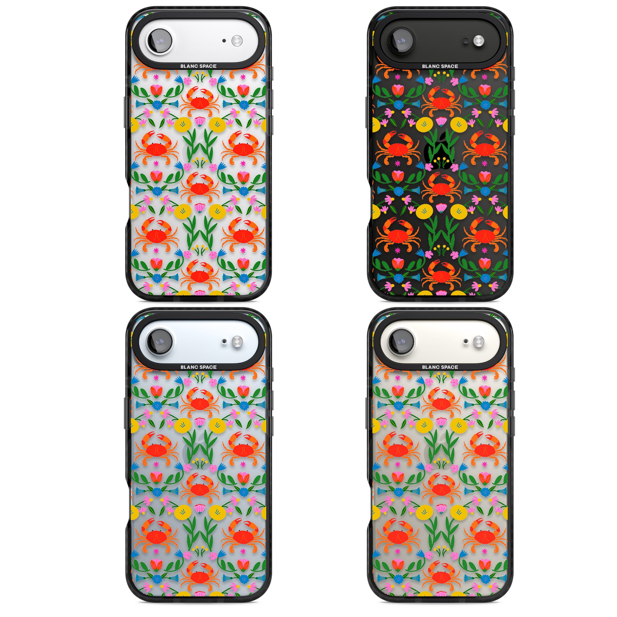 Crabs Flowers iPhone 17 Air Impact Black Phone Case APT Impact Protection
