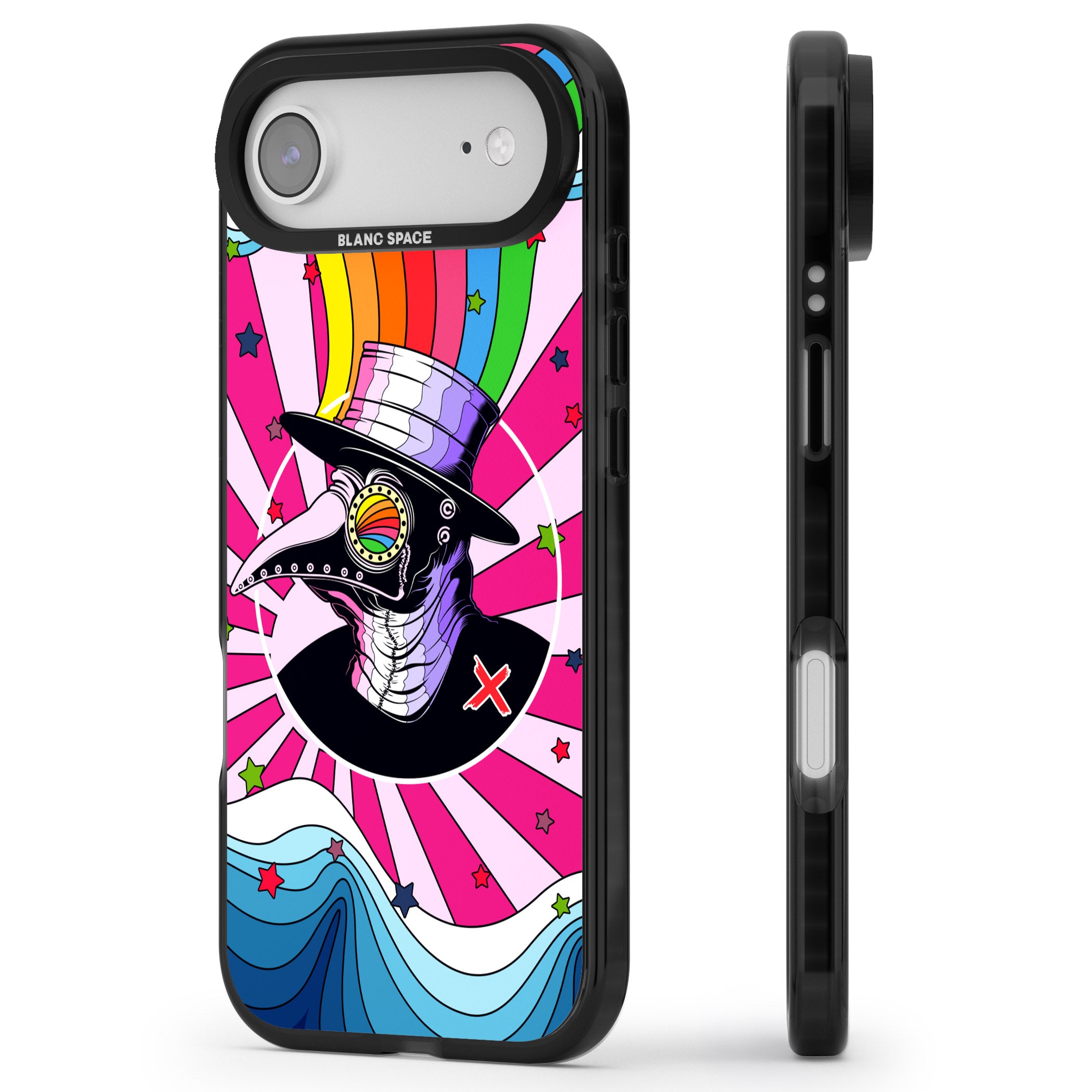 Plague Doctor Passion iPhone 17 Air Impact Black Phone Case Side Profile