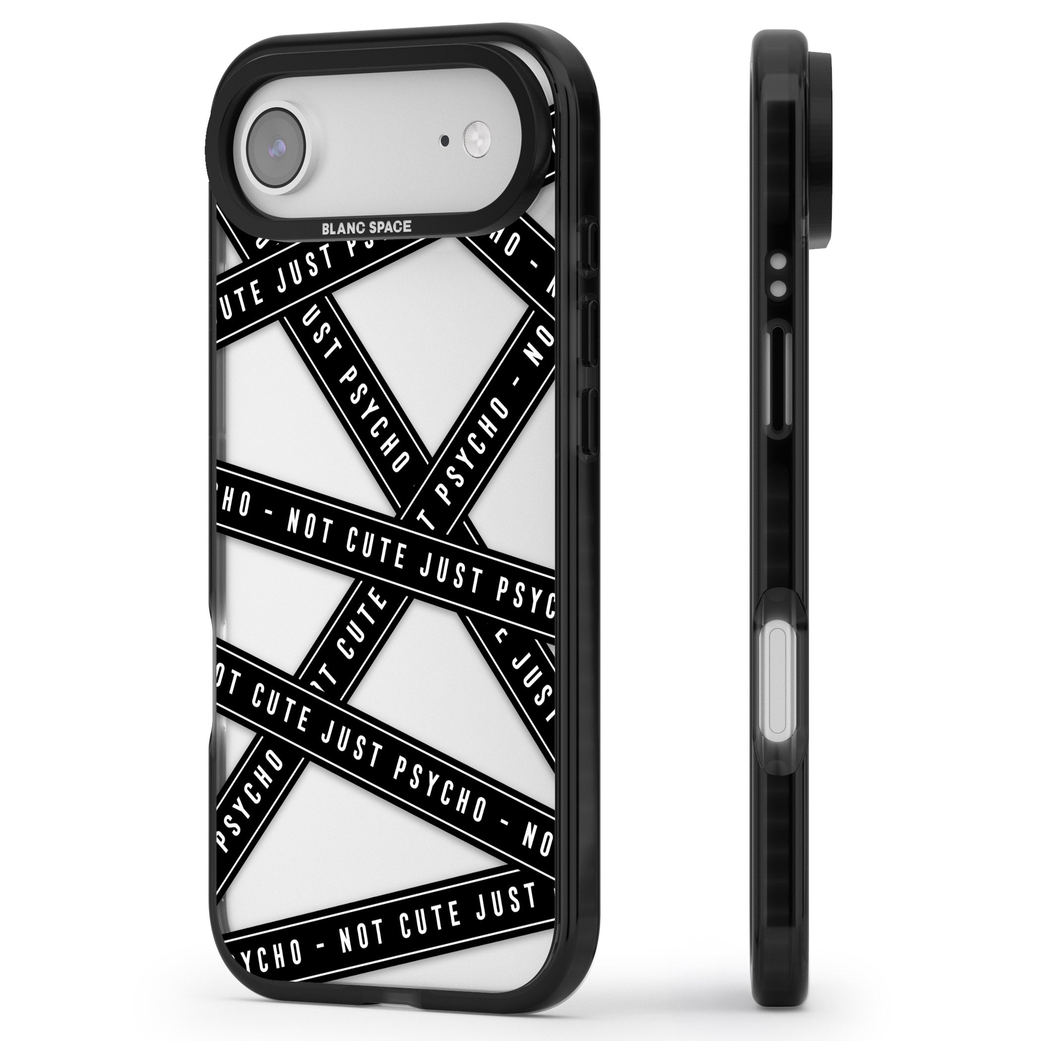 Not Cute Just Psycho iPhone 17 Air Impact Black Phone Case Side Profile
