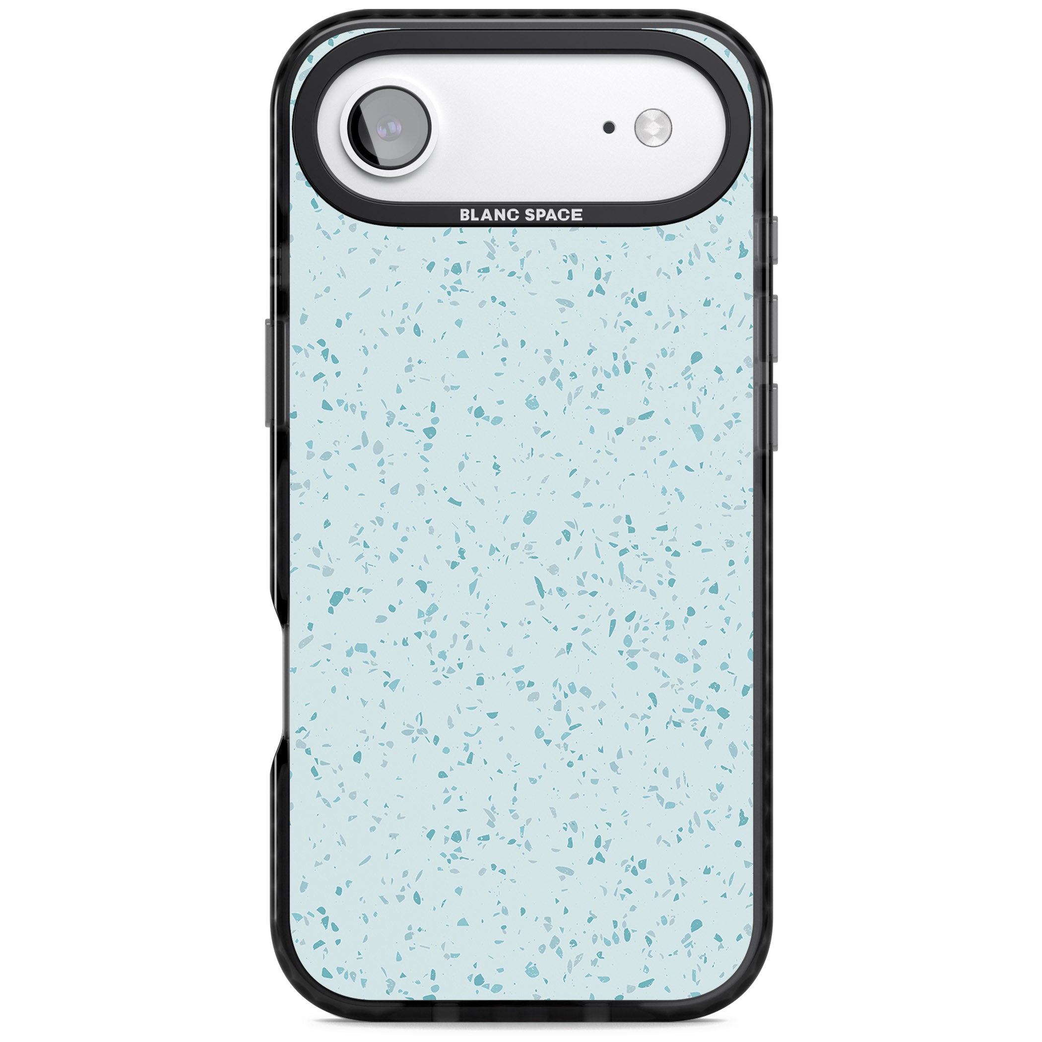 Light Blue Terrazzo Pattern iPhone 17 Air Impact Black Phone Case