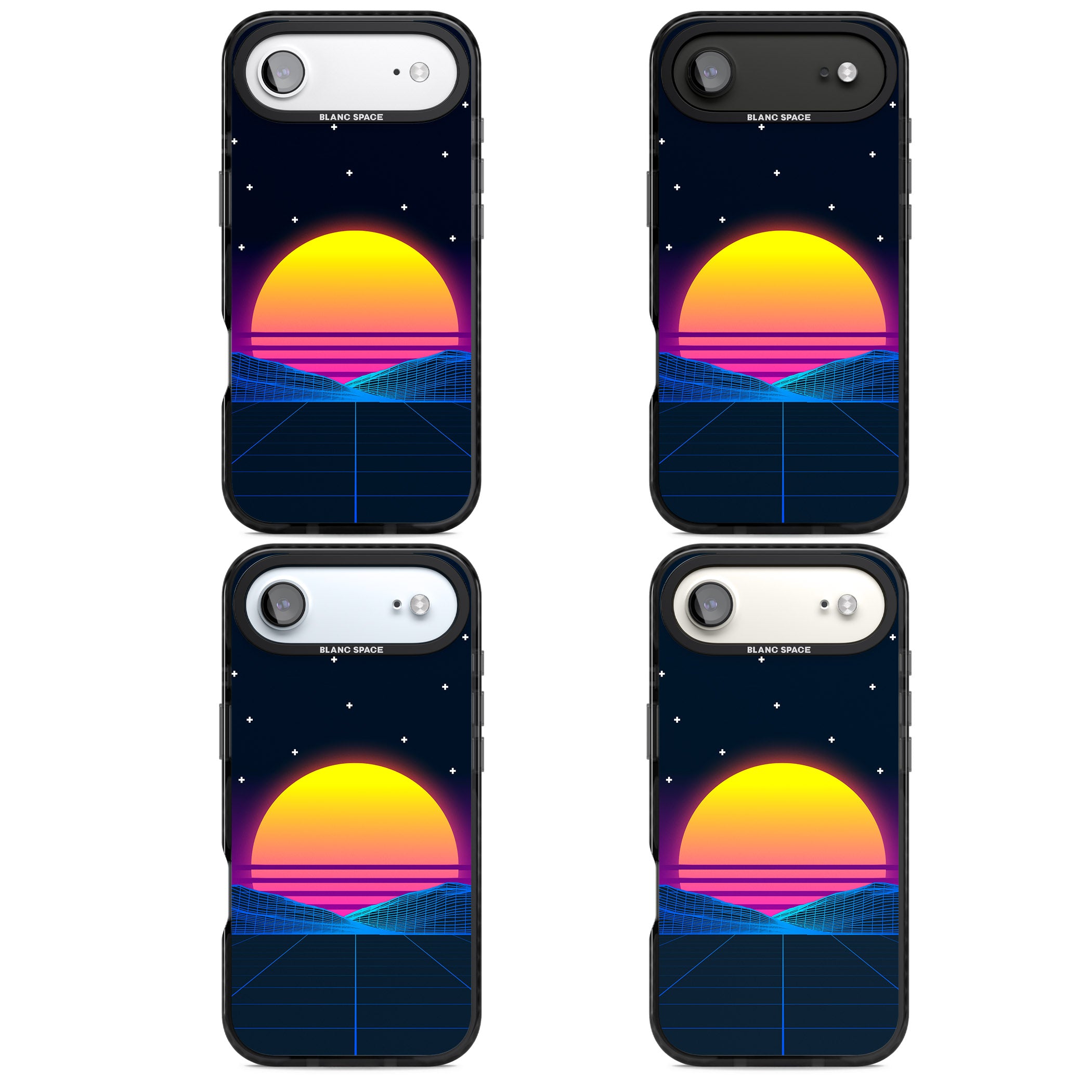 Retro Sunset Vaporwave iPhone 17 Air Impact Black Phone Case APT Impact Protection