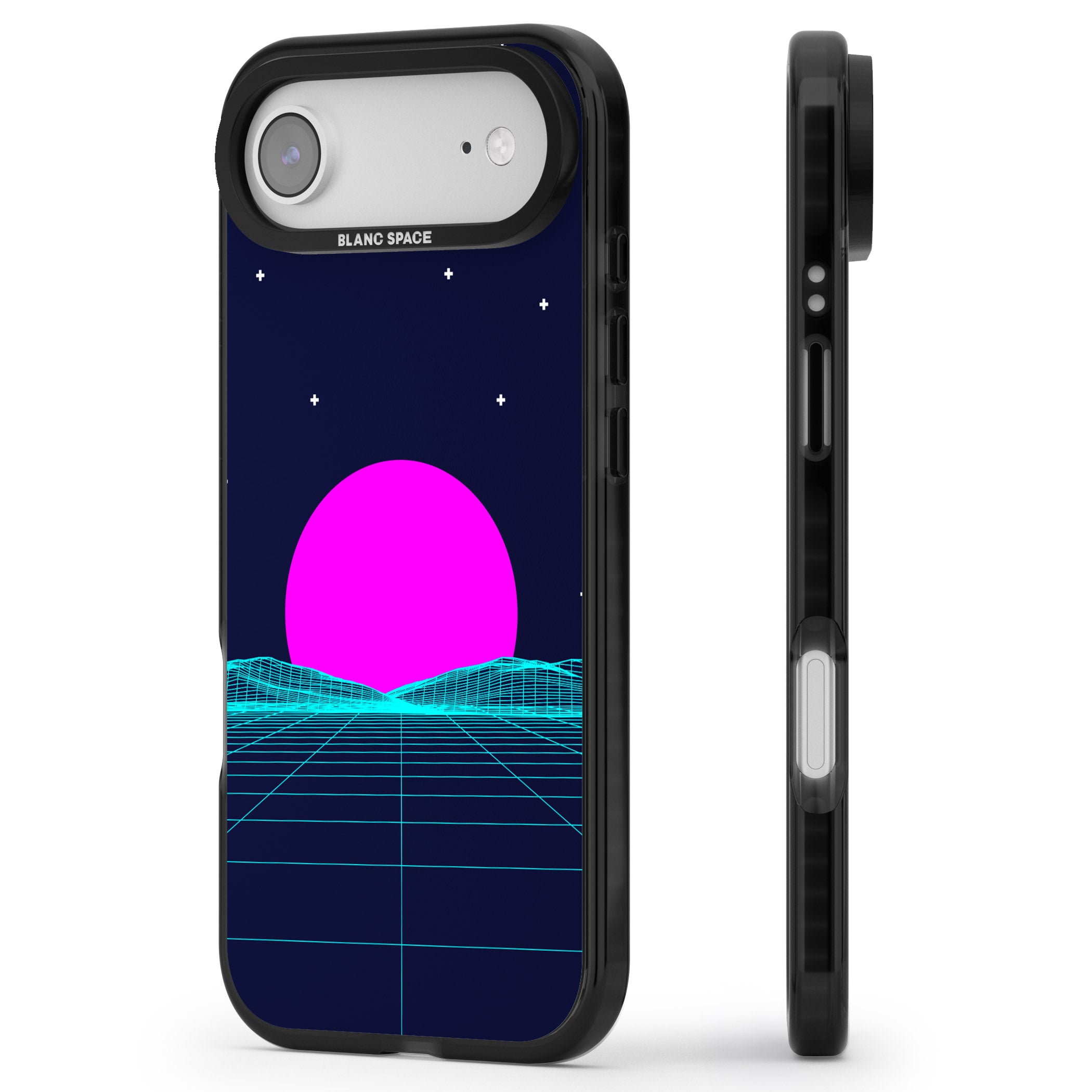 Miami Sunset Vaporwave iPhone 17 Air Impact Black Phone Case Side Profile