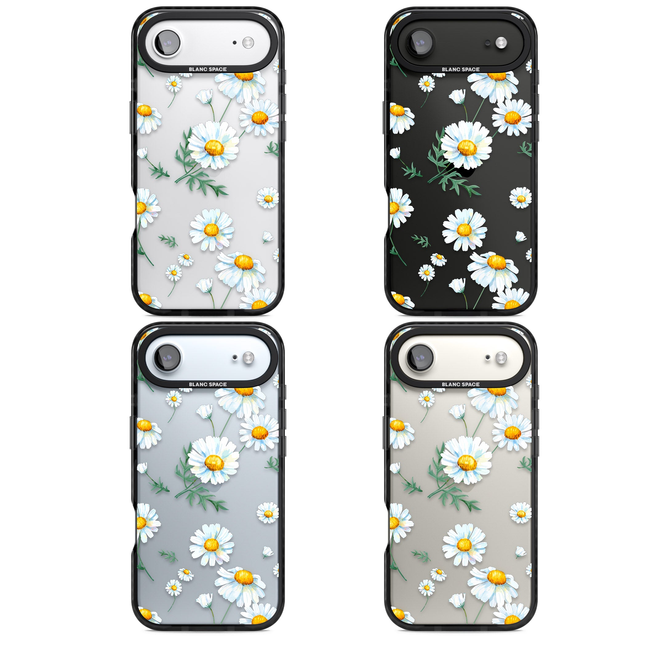 Vintage Painted Daisies iPhone 17 Air Impact Black Phone Case APT Impact Protection