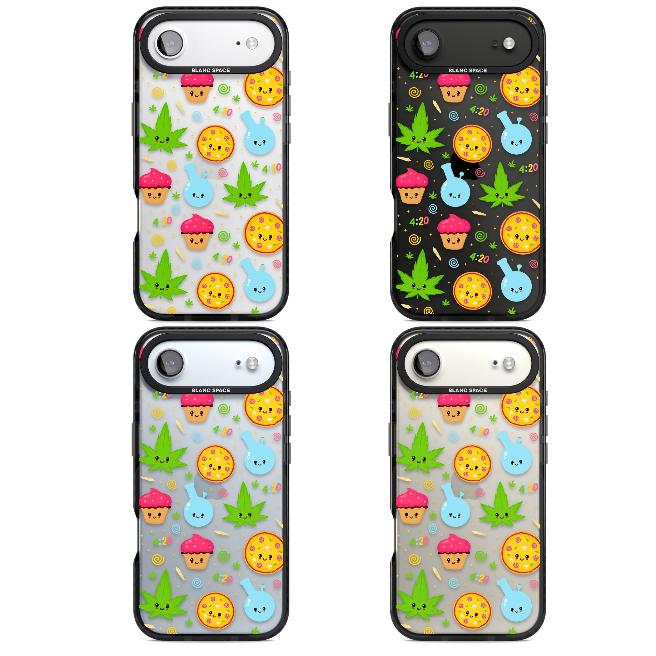 Kawaii Weed Pattern iPhone 17 Air Impact Black Phone Case APT Impact Protection