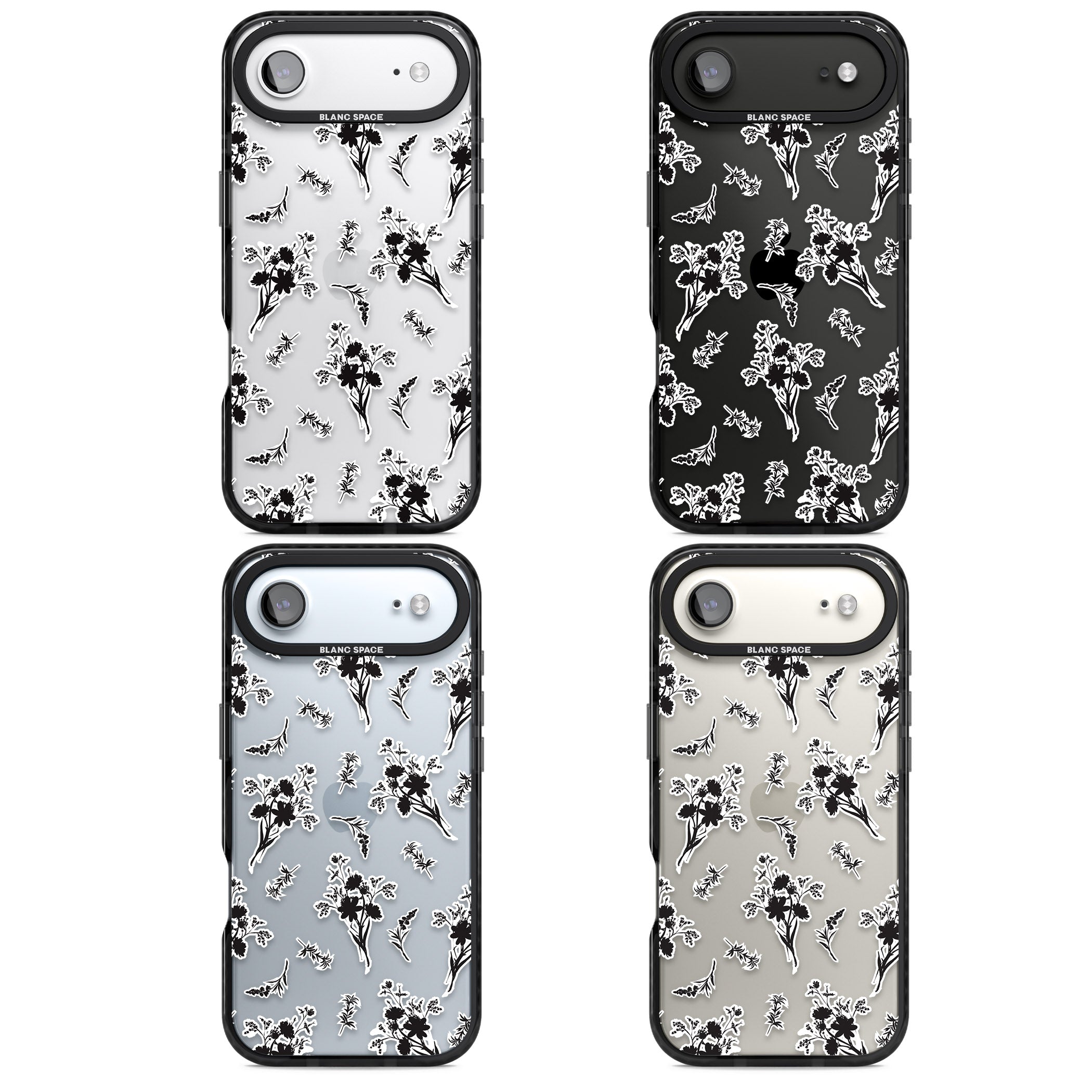 Black Sticker Wildflowers iPhone 17 Air Impact Black Phone Case APT Impact Protection
