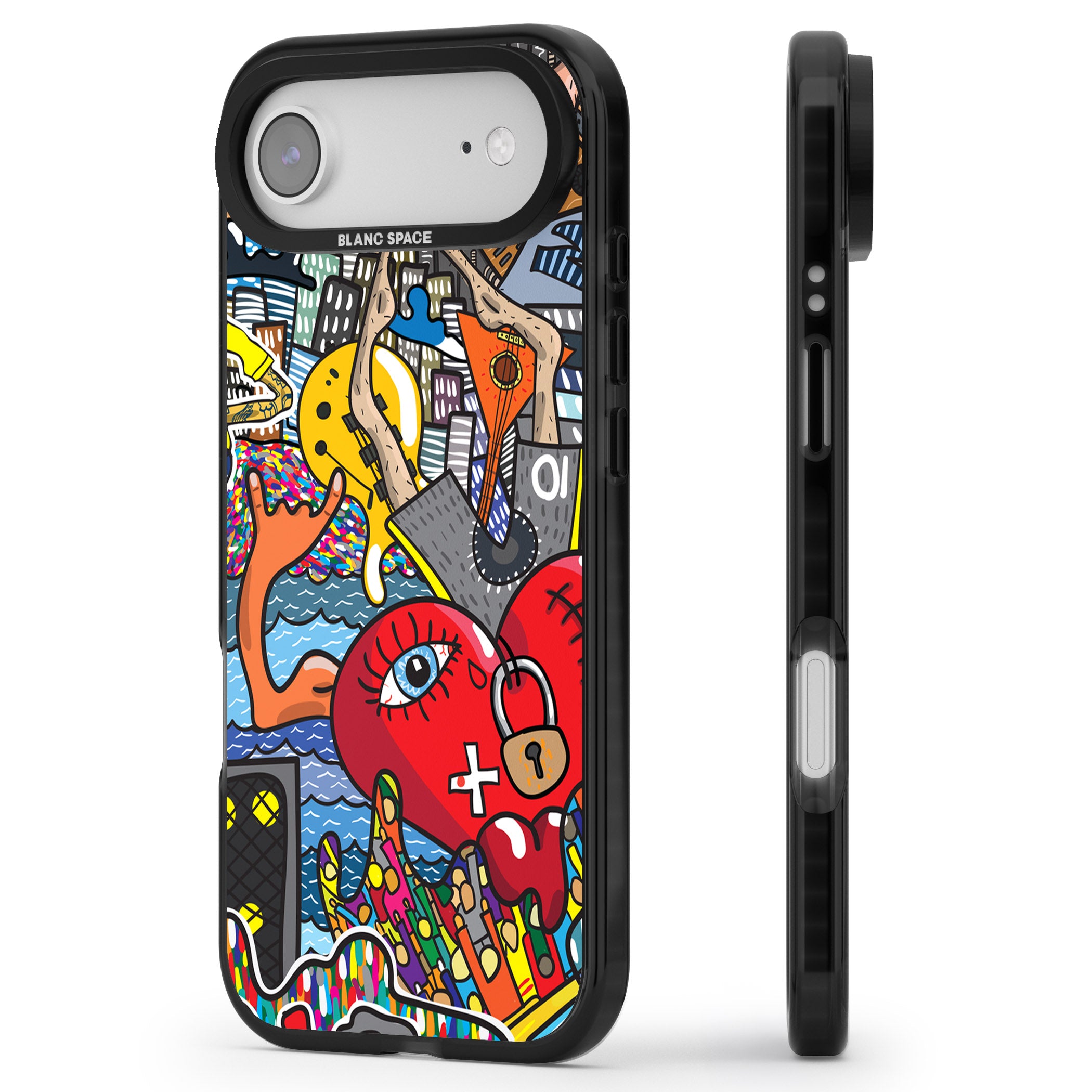 Crowd Tsunami iPhone 17 Air Impact Black Phone Case Side Profile