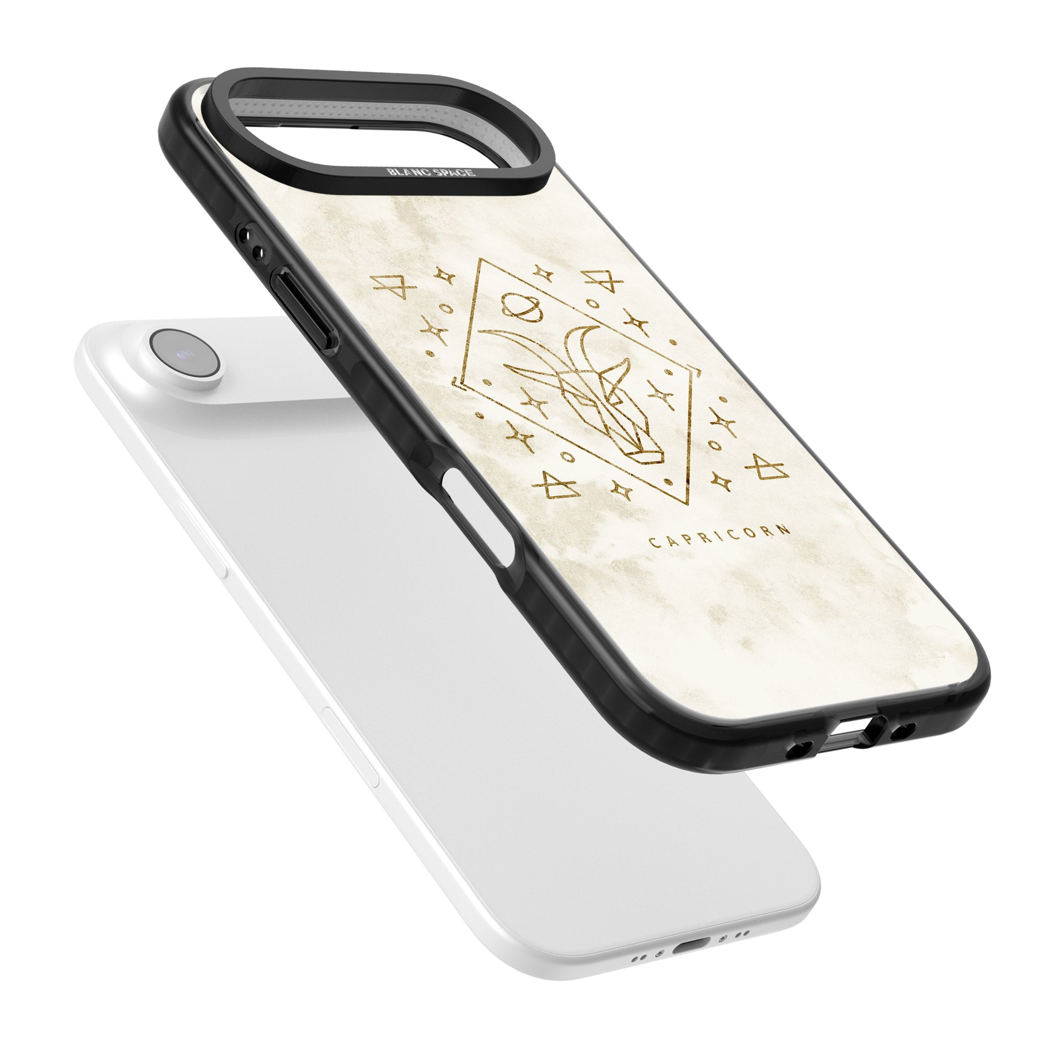 Capricorn Gold Zodiac Design iPhone 17 Air Impact Black Phone Case Colours