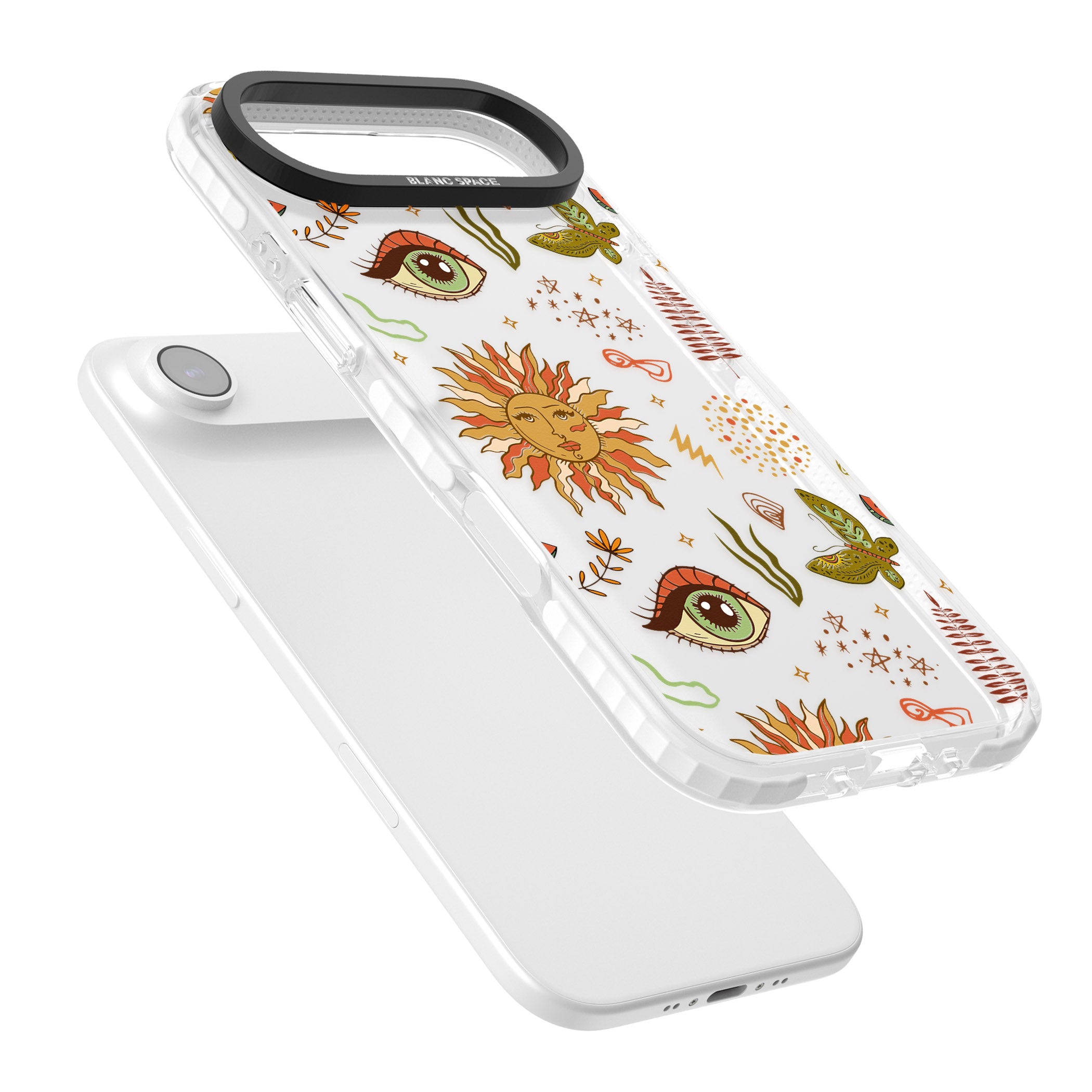 Boho Celestial Sun & Eye Pattern iPhone 17 Air Impact Clear Phone Case Colours