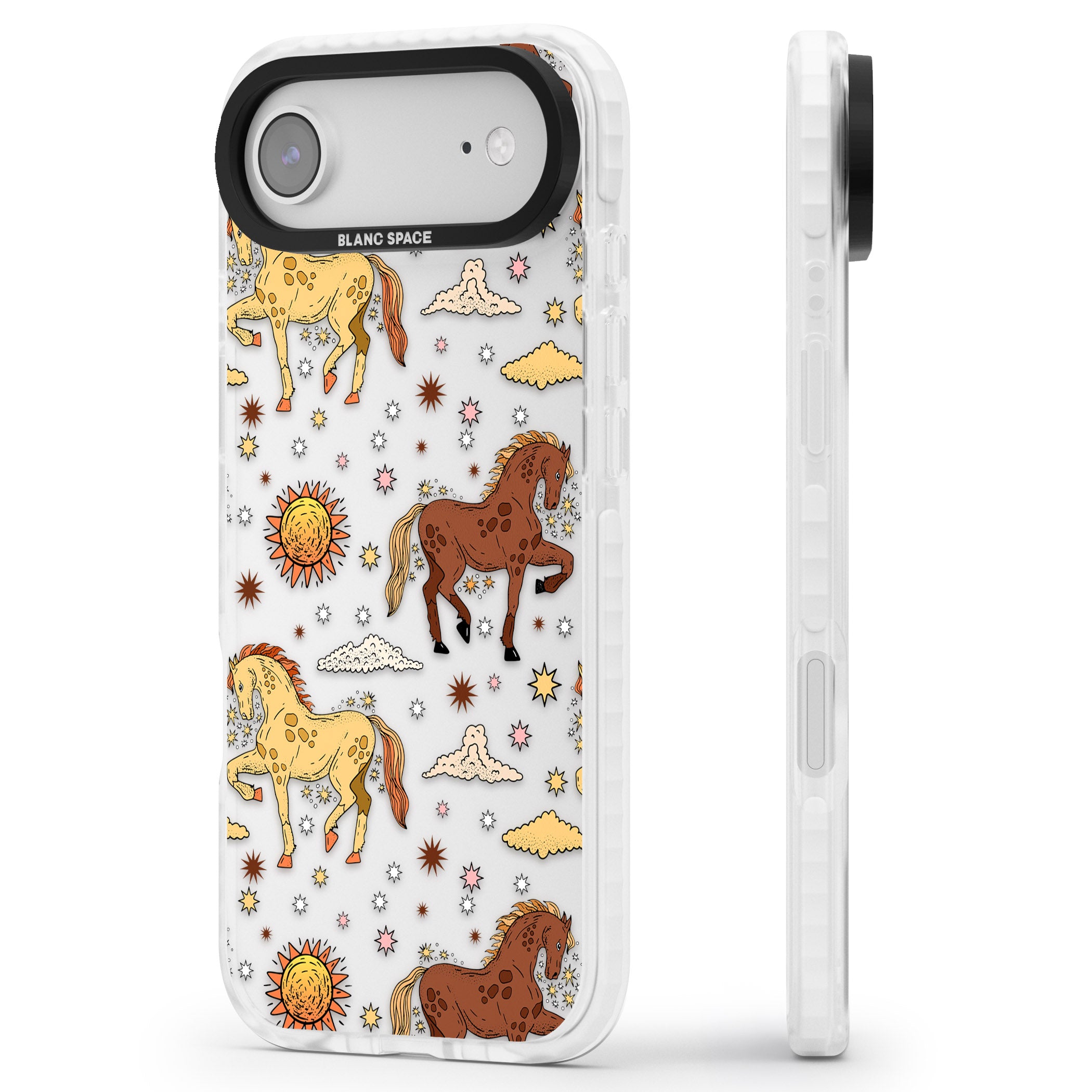 Boho Celestial Wild Horses iPhone 17 Air Impact Clear Phone Case Side Profile
