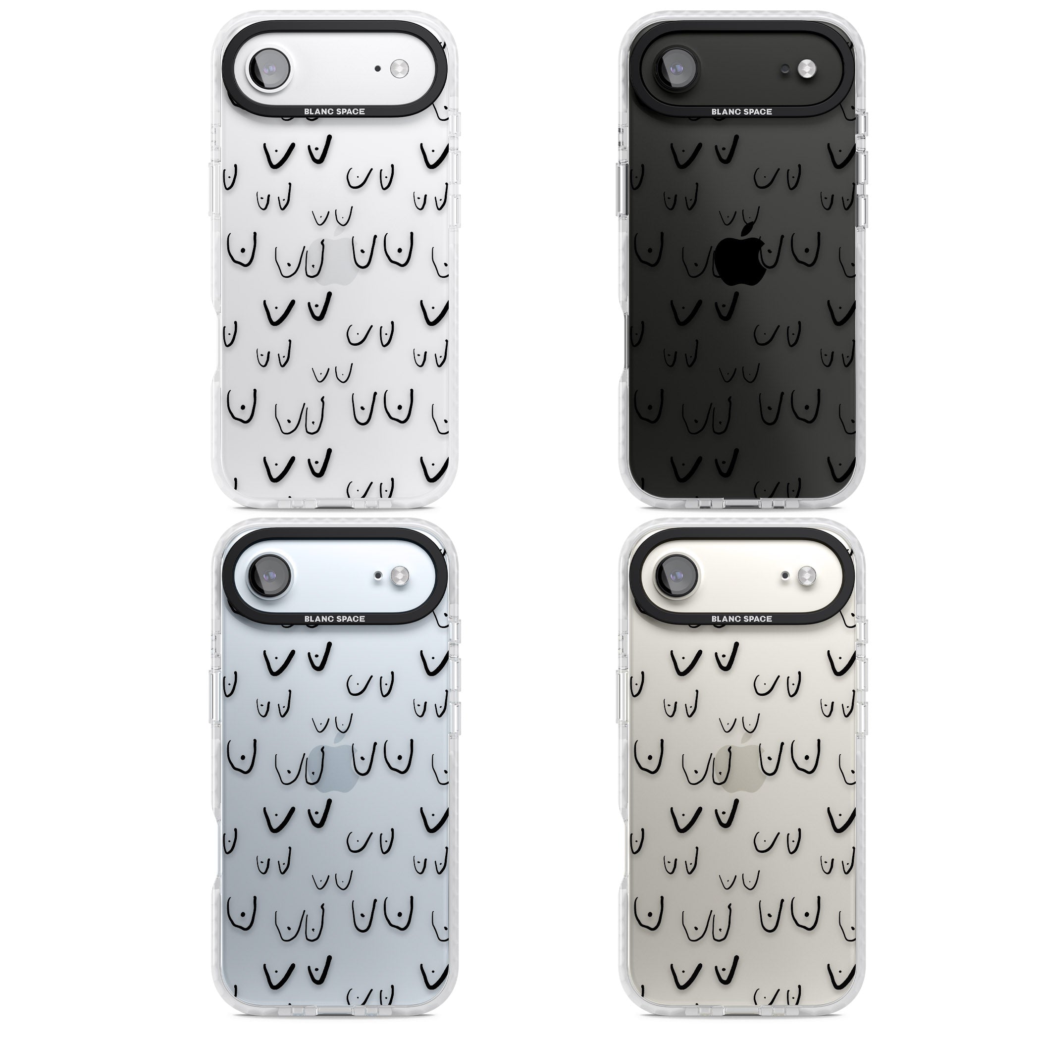 Boob Pattern (Black) iPhone 17 Air Impact Clear Phone Case APT Impact Protection