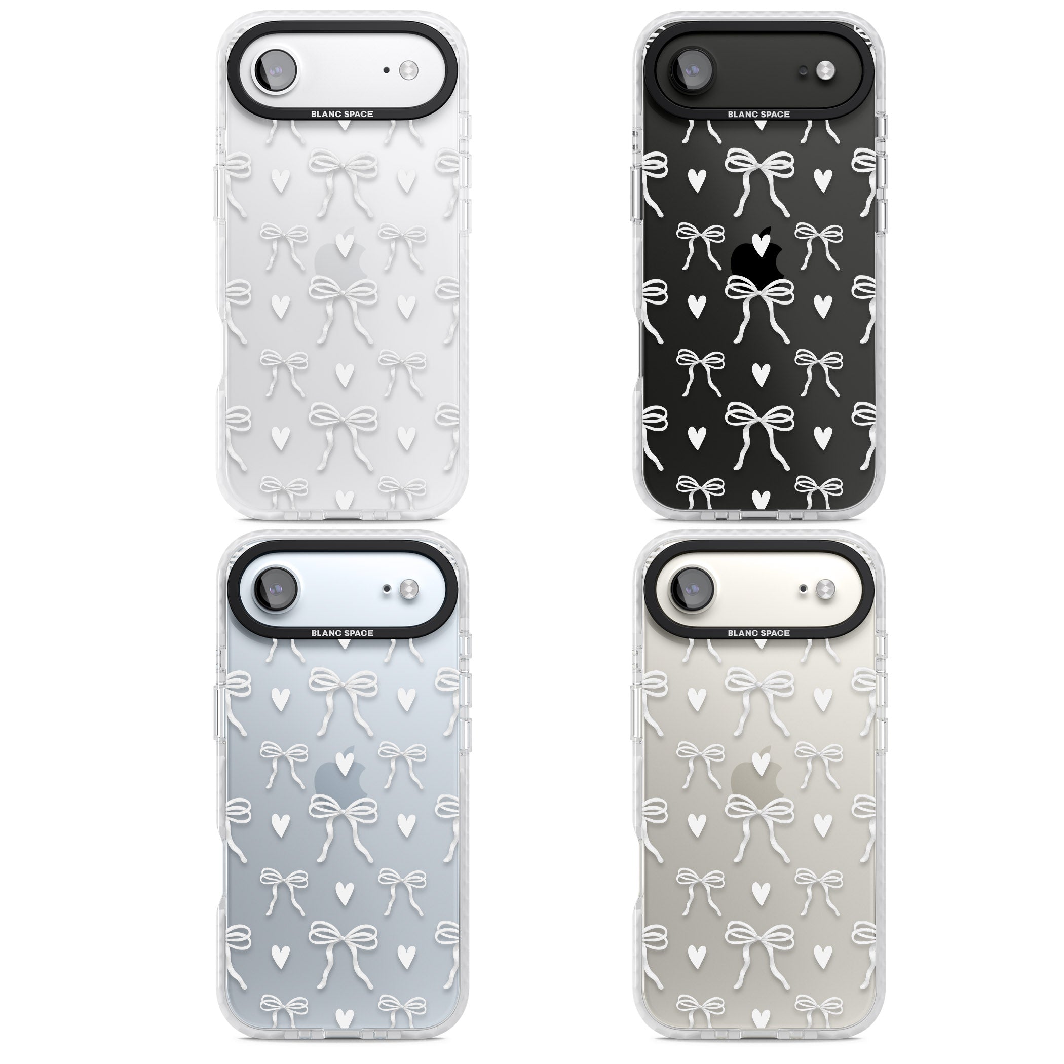 White Bows & Hearts iPhone 17 Air Impact Clear Phone Case APT Impact Protection
