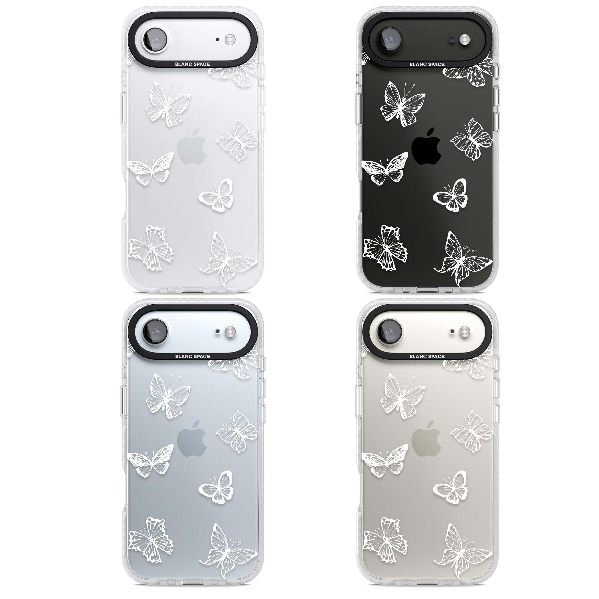 White Butterfly Line Pattern iPhone 17 Air Impact Clear Phone Case APT Impact Protection