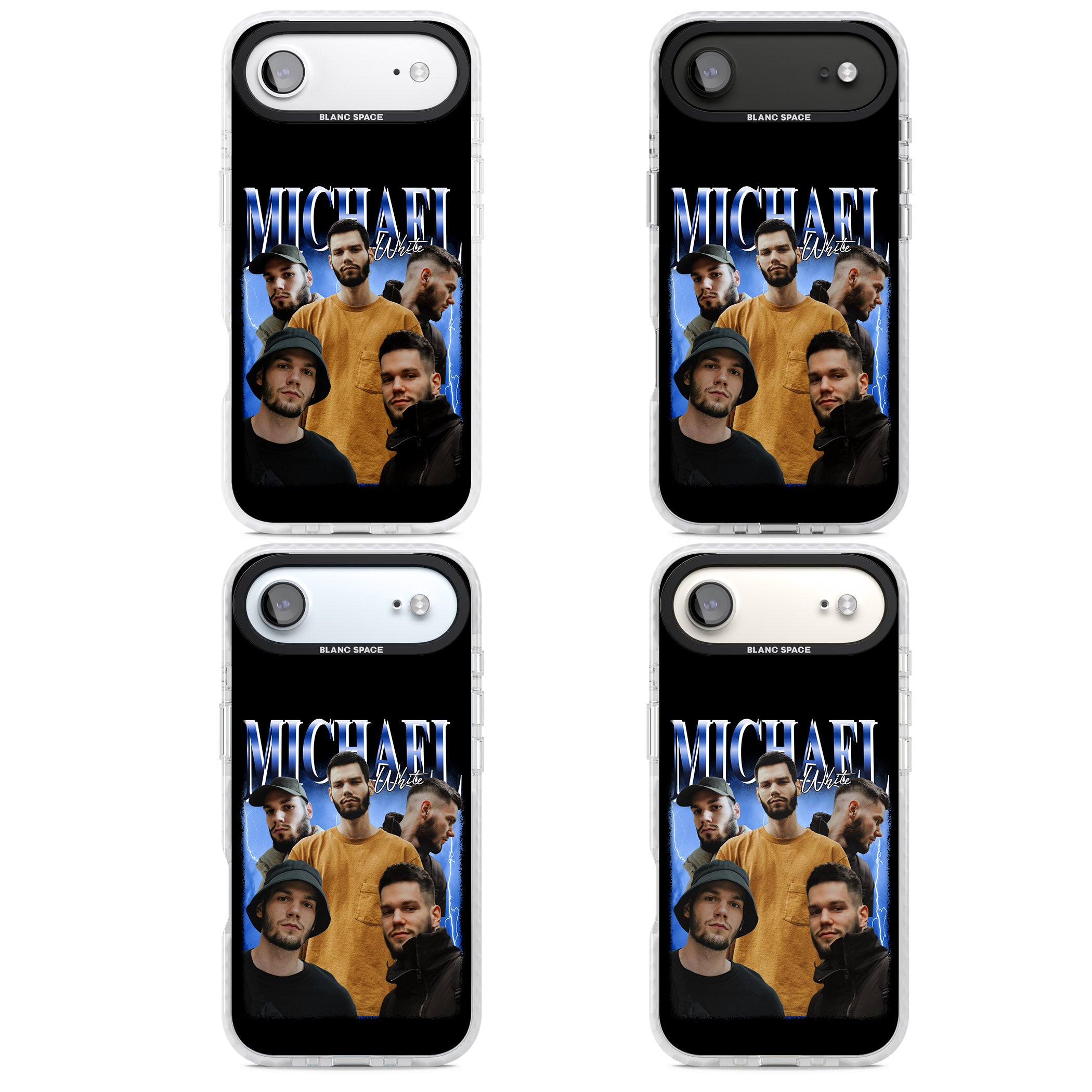 Personalised Airbrush Name & Photo Collage (Blue) iPhone 17 Air Impact Clear Phone Case APT Impact Protection