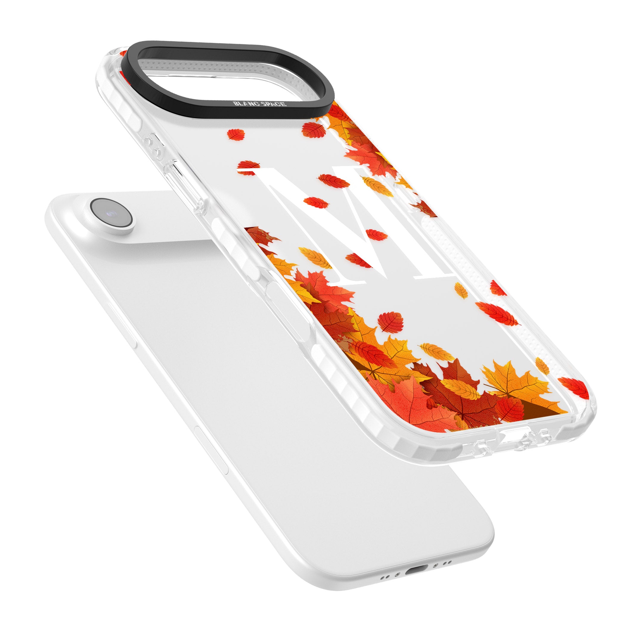 Personalised Autumn Leaves Monogram iPhone 17 Air Impact Clear Phone Case Colours