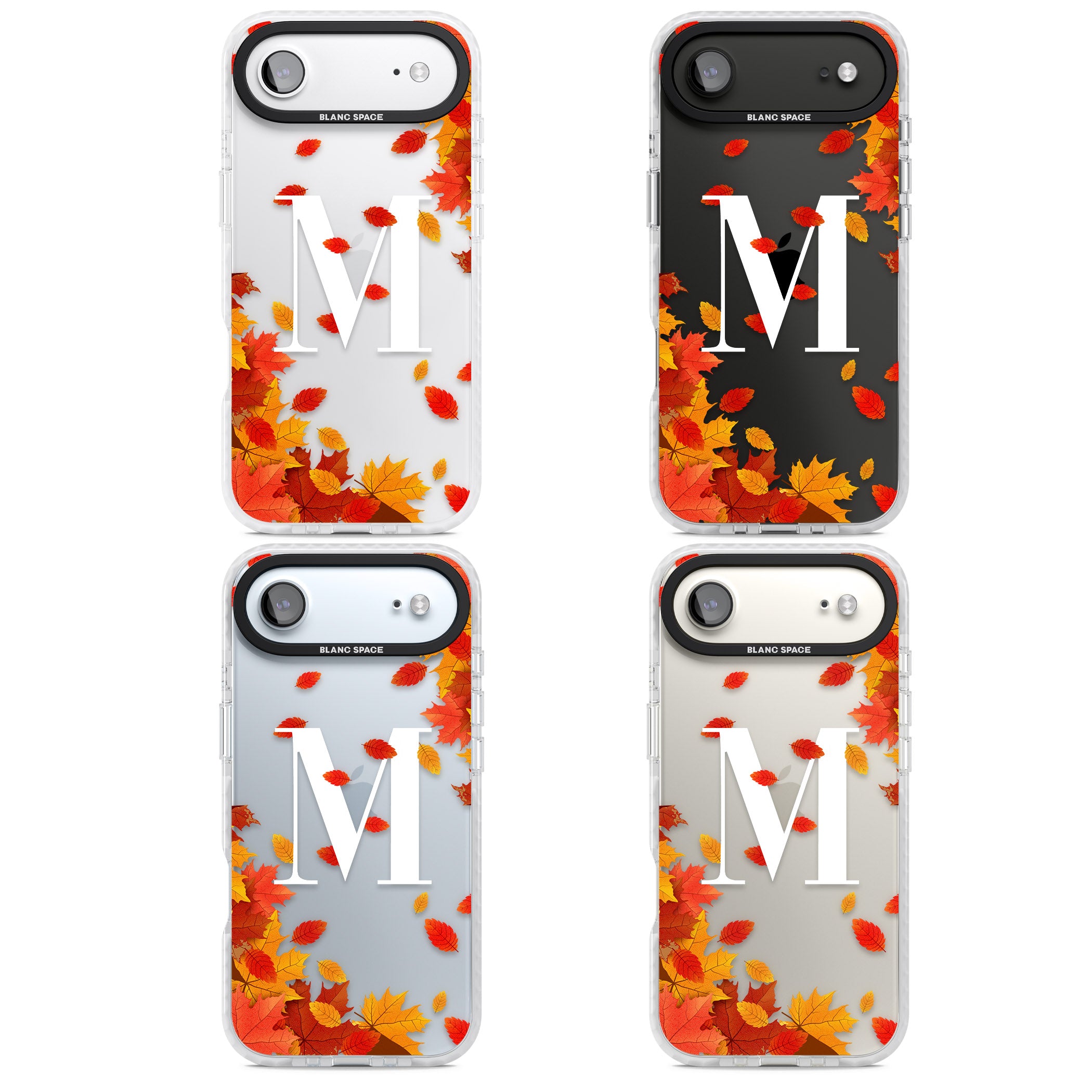 Personalised Autumn Leaves Monogram iPhone 17 Air Impact Clear Phone Case APT Impact Protection