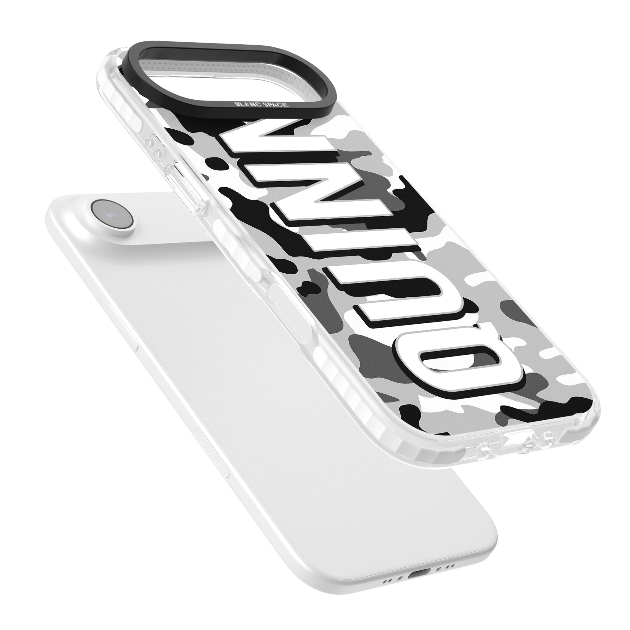 Personalised Greyscale Camo iPhone 17 Air Impact Clear Phone Case Colours