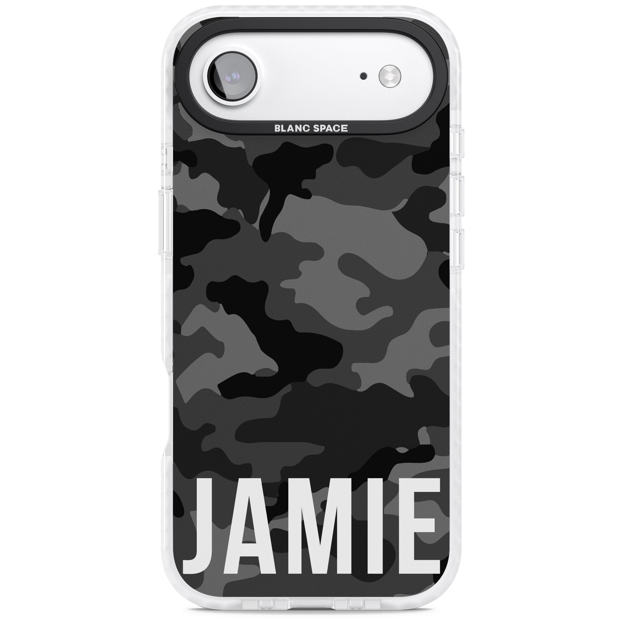 Personalised Black Camo Name Horizontal iPhone 17 Air Impact Clear Phone Case
