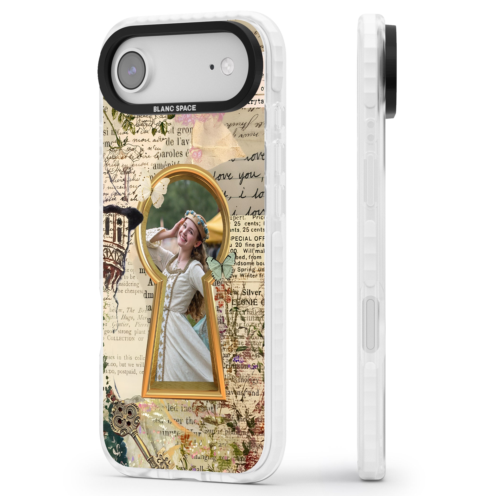 Personalised Bookpage Keyhole Frame iPhone 17 Air Impact Clear Phone Case Side Profile