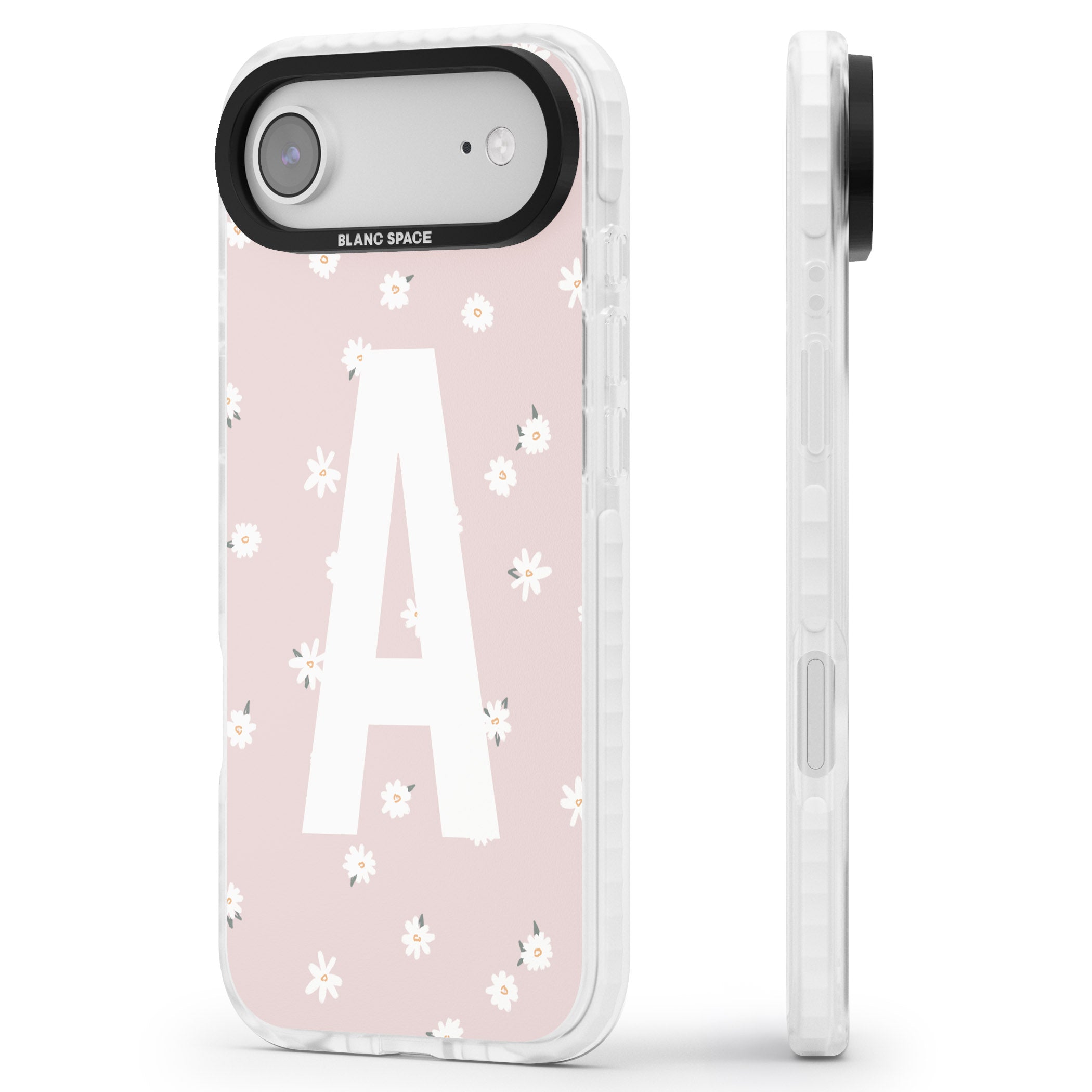 Personalised Pink Daisy Initial iPhone 17 Air Impact Clear Phone Case Side Profile