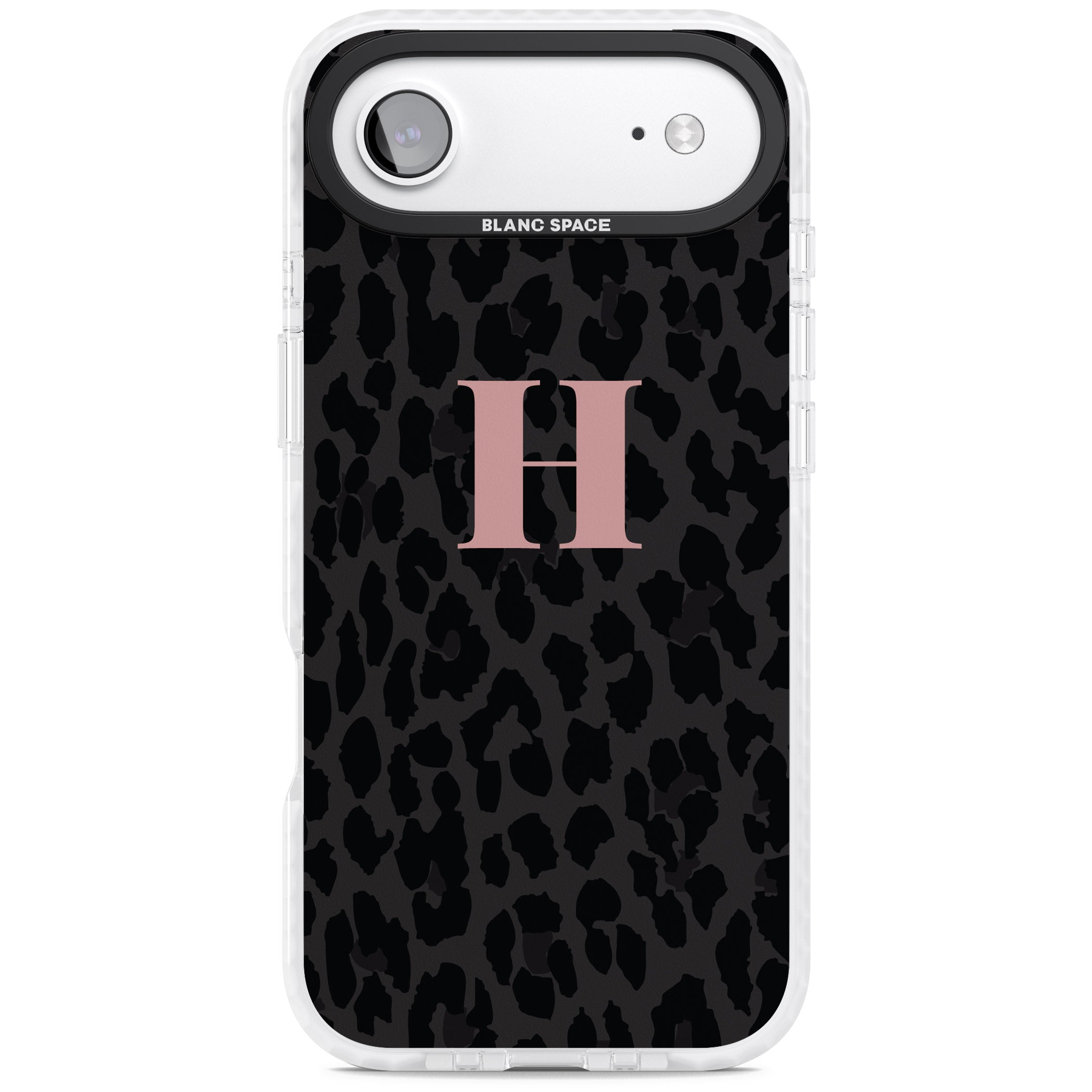 Personalised Pink Leopard Monogram iPhone 17 Air Impact Clear Phone Case