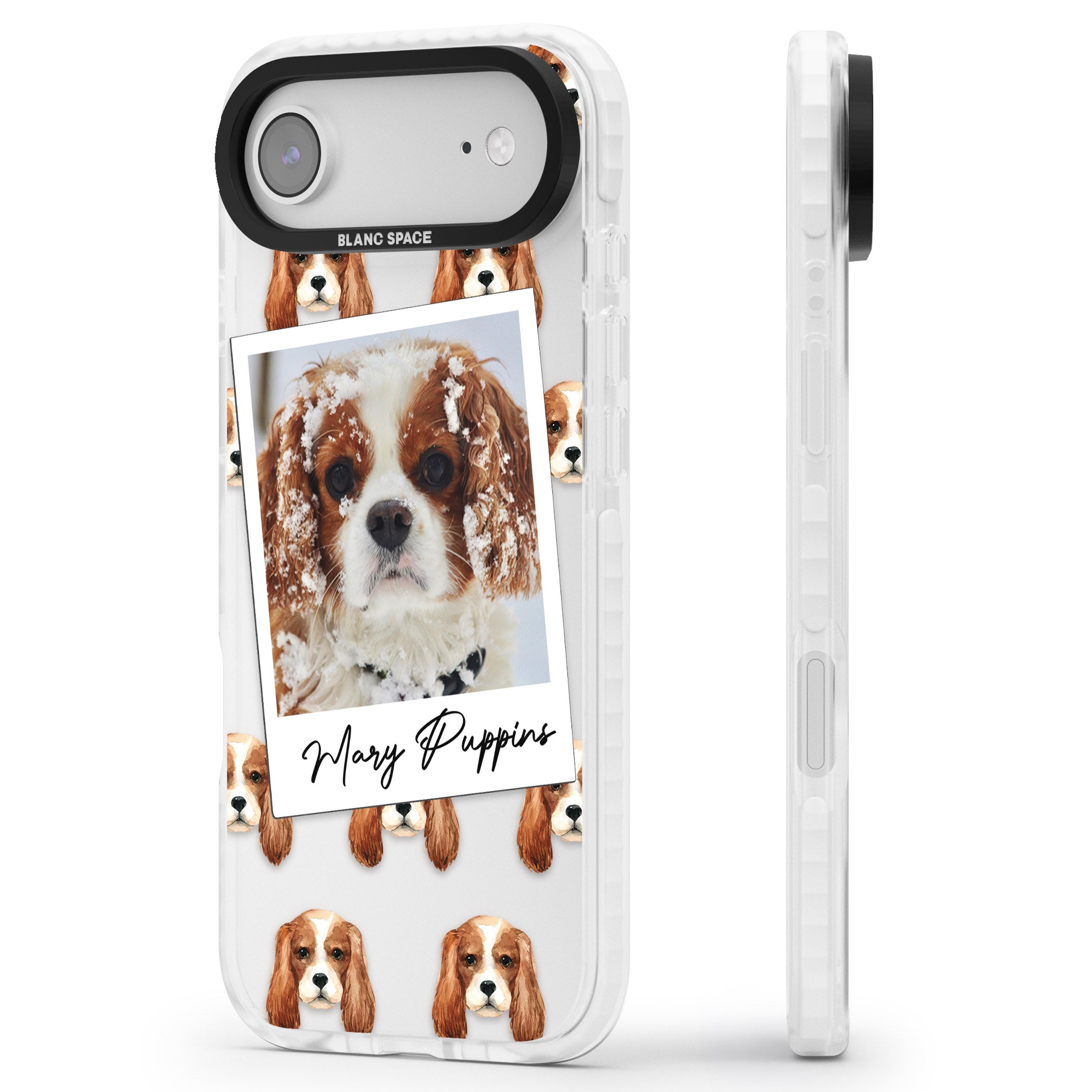Personalised Cavalier King Charles Instant Camera Photo iPhone 17 Air Impact Clear Phone Case Side Profile