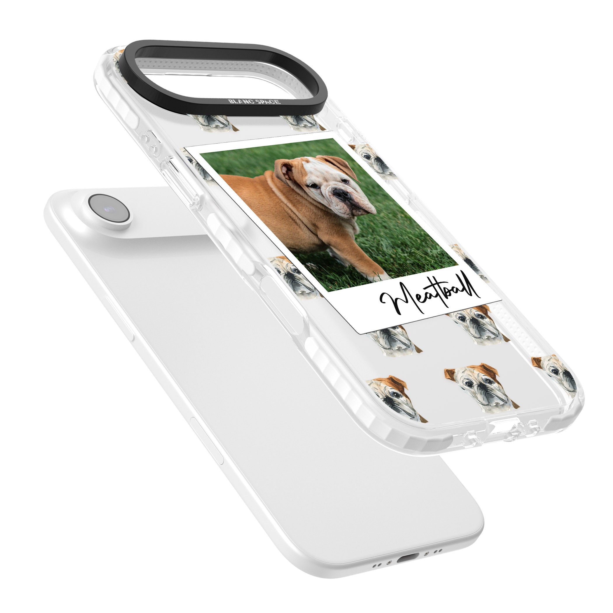 Personalised English Bulldog Instant Camera Photo iPhone 17 Air Impact Clear Phone Case Colours