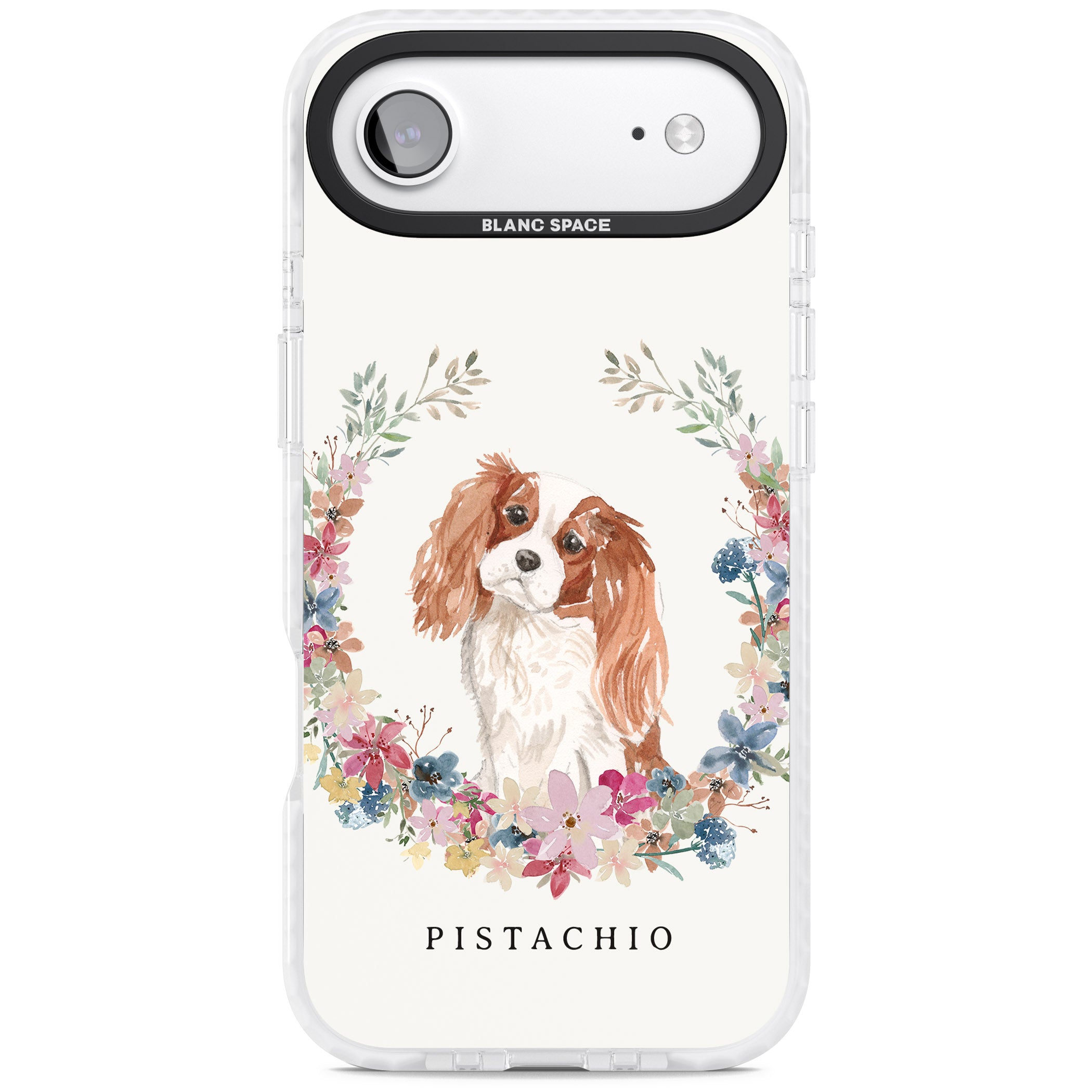 Personalised Cavalier King Charles Floral Portrait iPhone 17 Air Impact Clear Phone Case