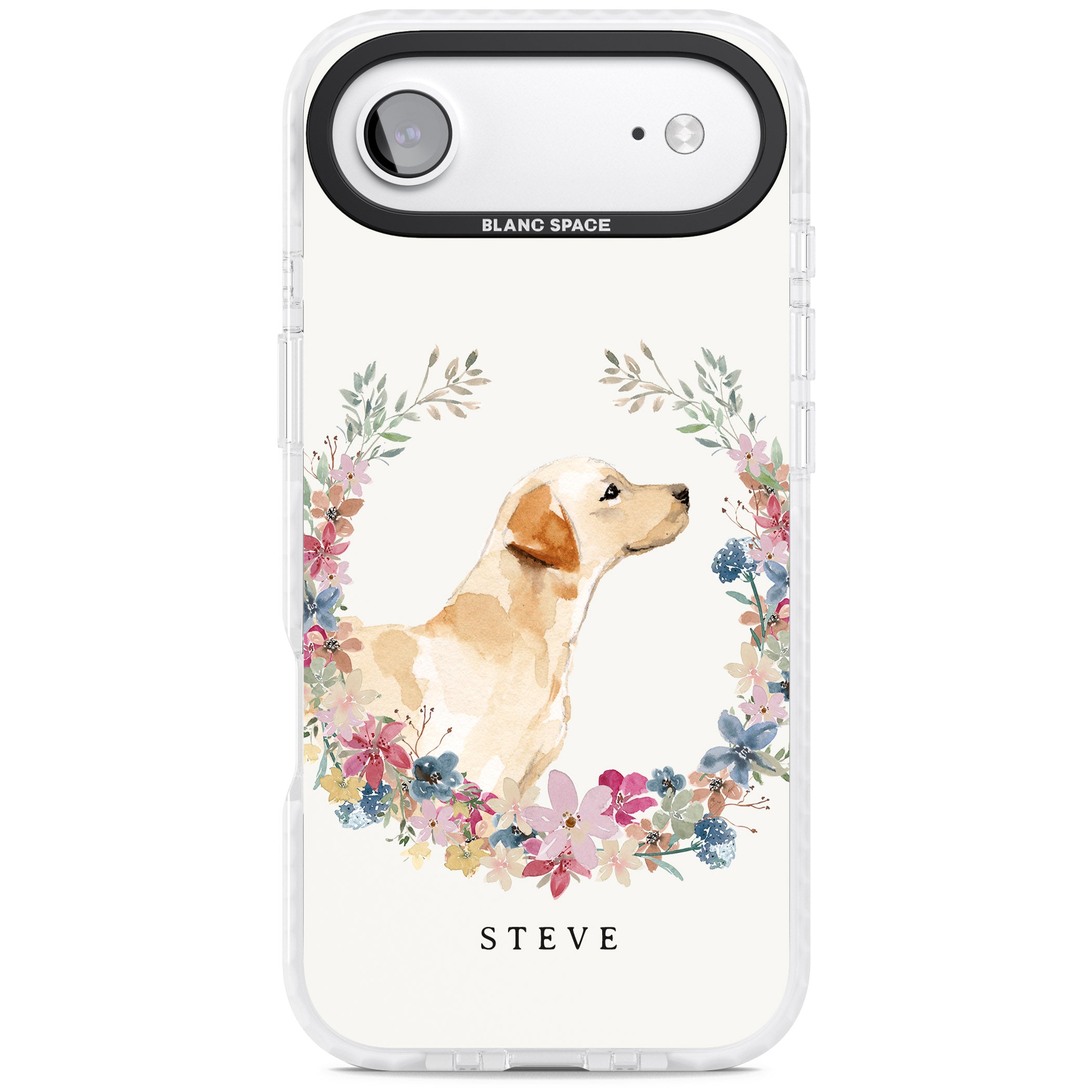 Personalised Yellow Labrador Floral Portrait iPhone 17 Air Impact Clear Phone Case