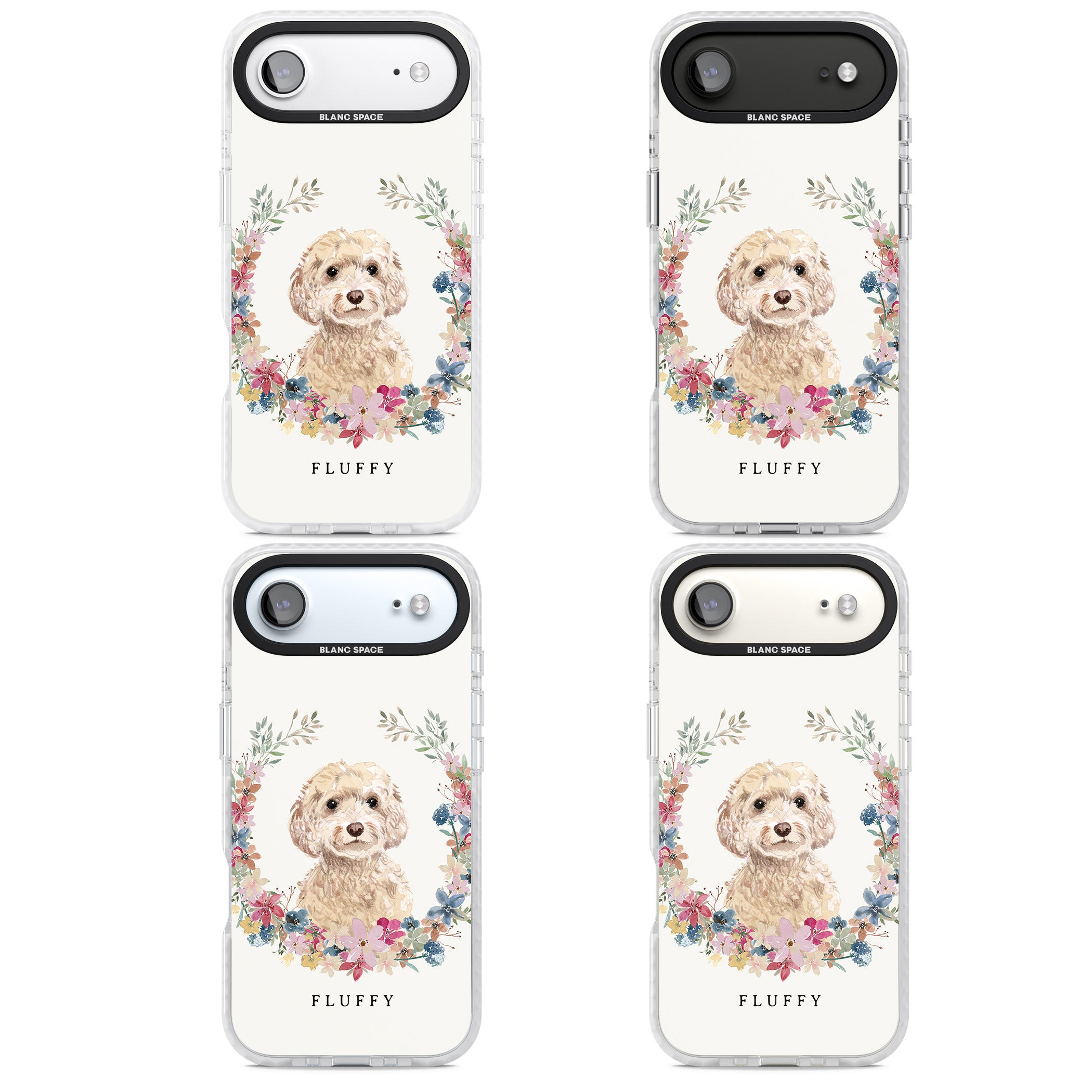 Personalised Champagne Cockapoo Floral Portrait iPhone 17 Air Impact Clear Phone Case APT Impact Protection