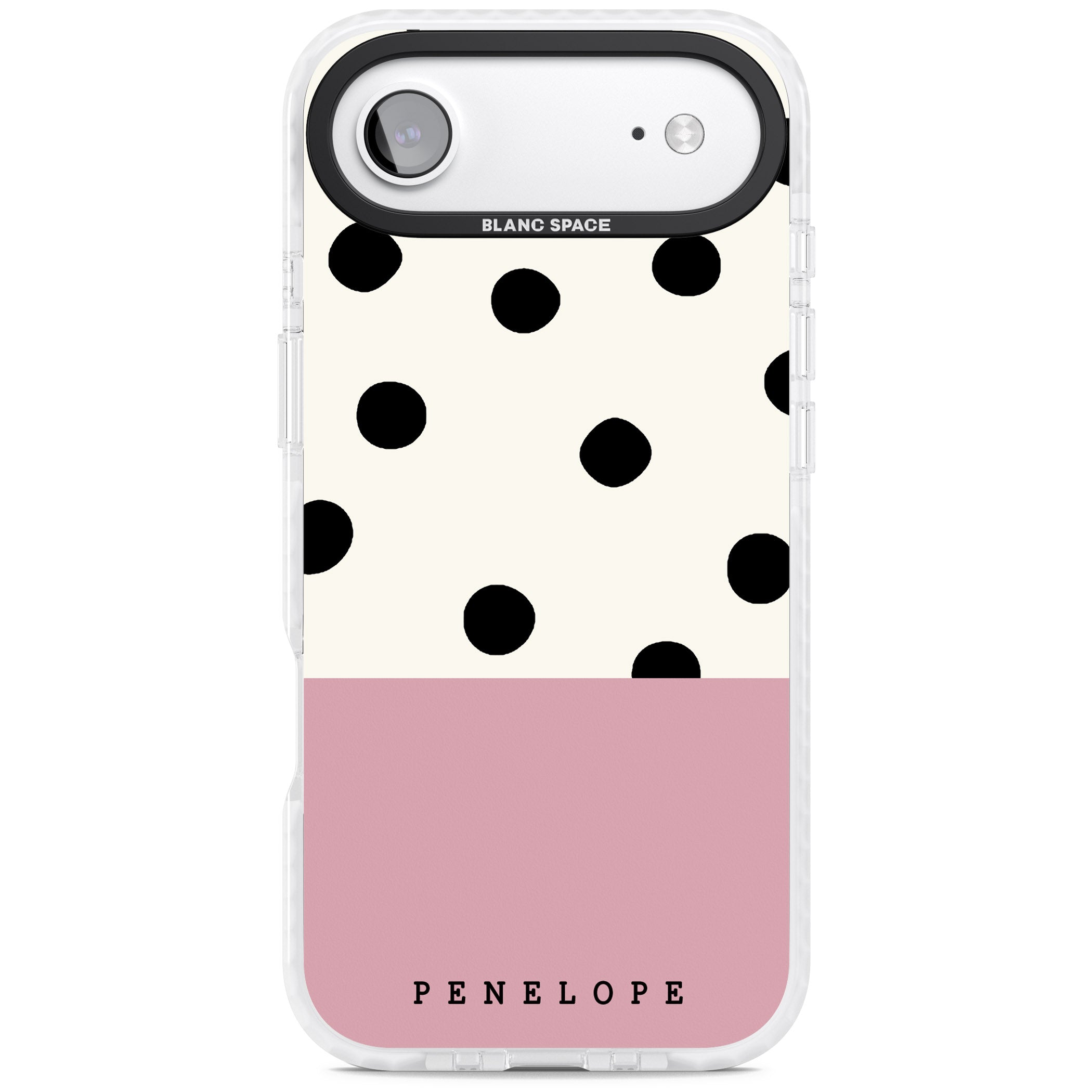 Personalised Pink Border Polka Dot iPhone 17 Air Impact Clear Phone Case