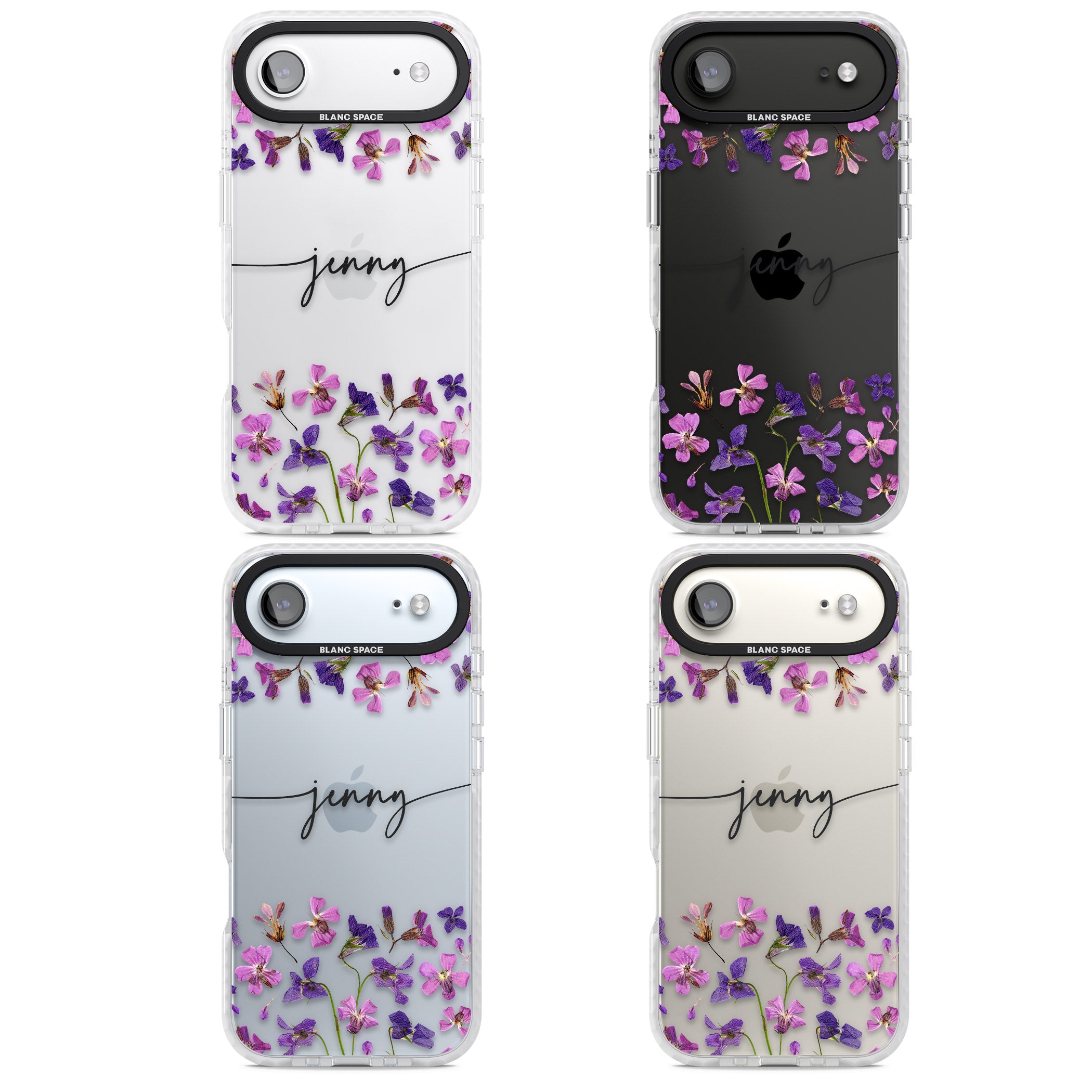 Personalised Purple Violets iPhone 17 Air Impact Clear Phone Case APT Impact Protection