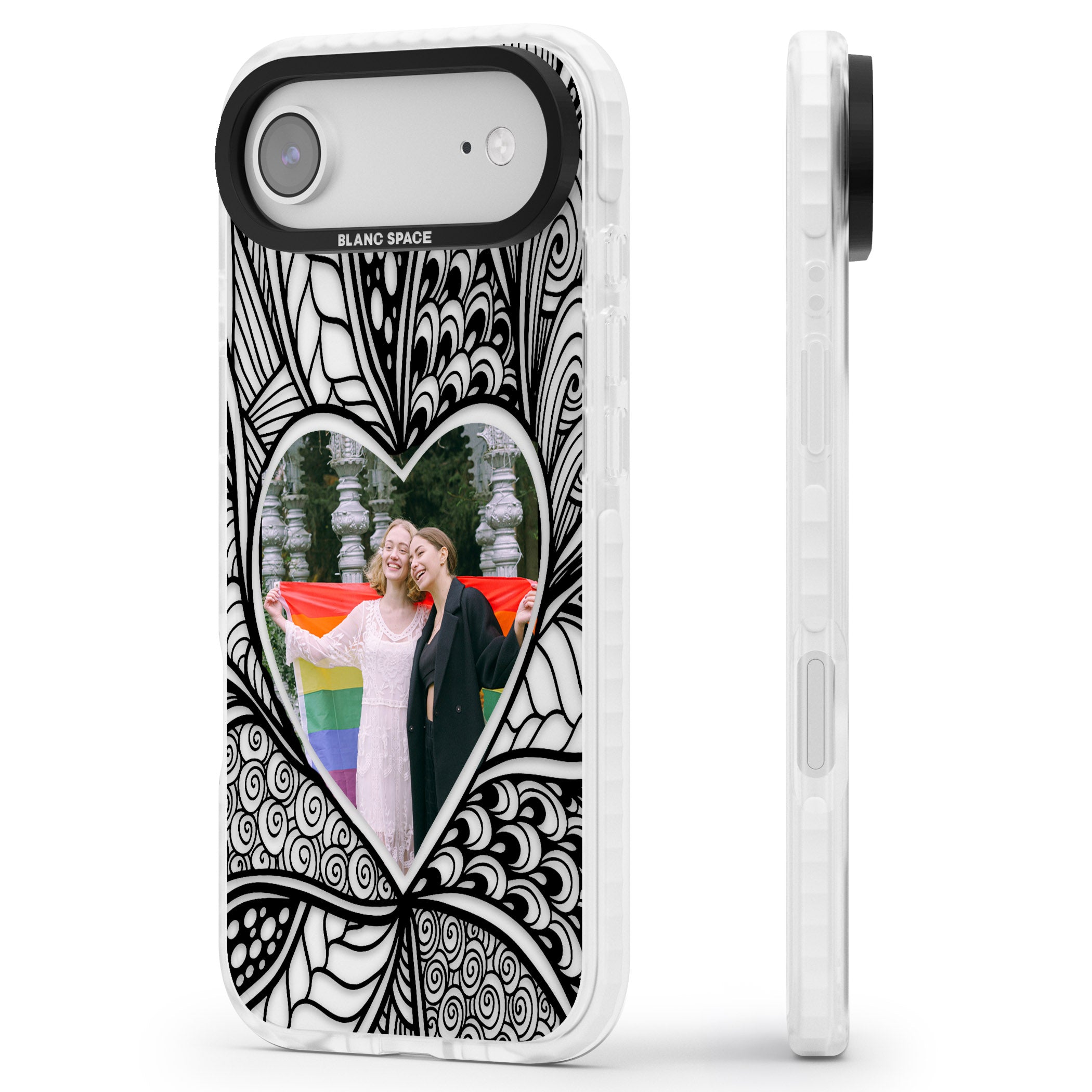 Personalised Henna Heart Photo Case iPhone 17 Air Impact Clear Phone Case Side Profile