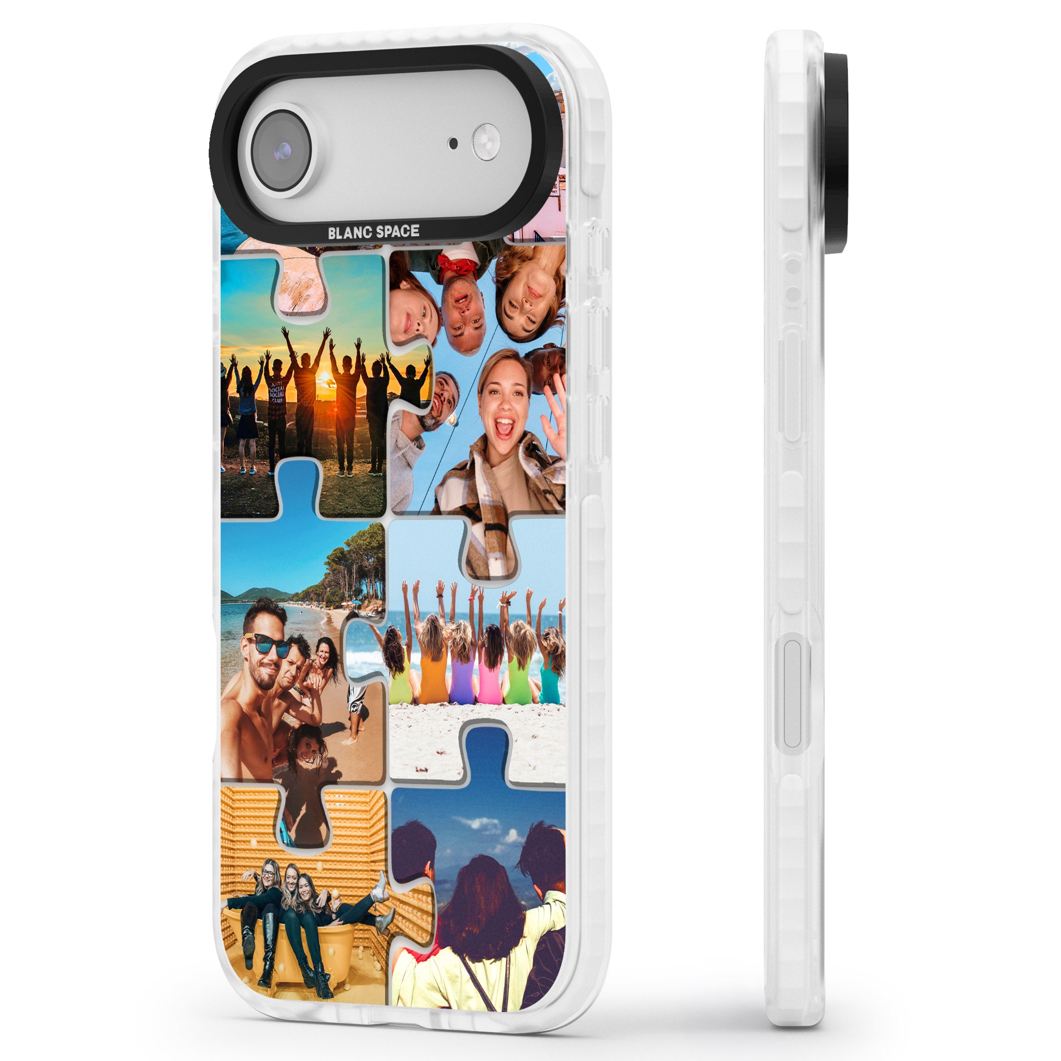 Personalised Jigsaw Photo Grid iPhone 17 Air Impact Clear Phone Case Side Profile