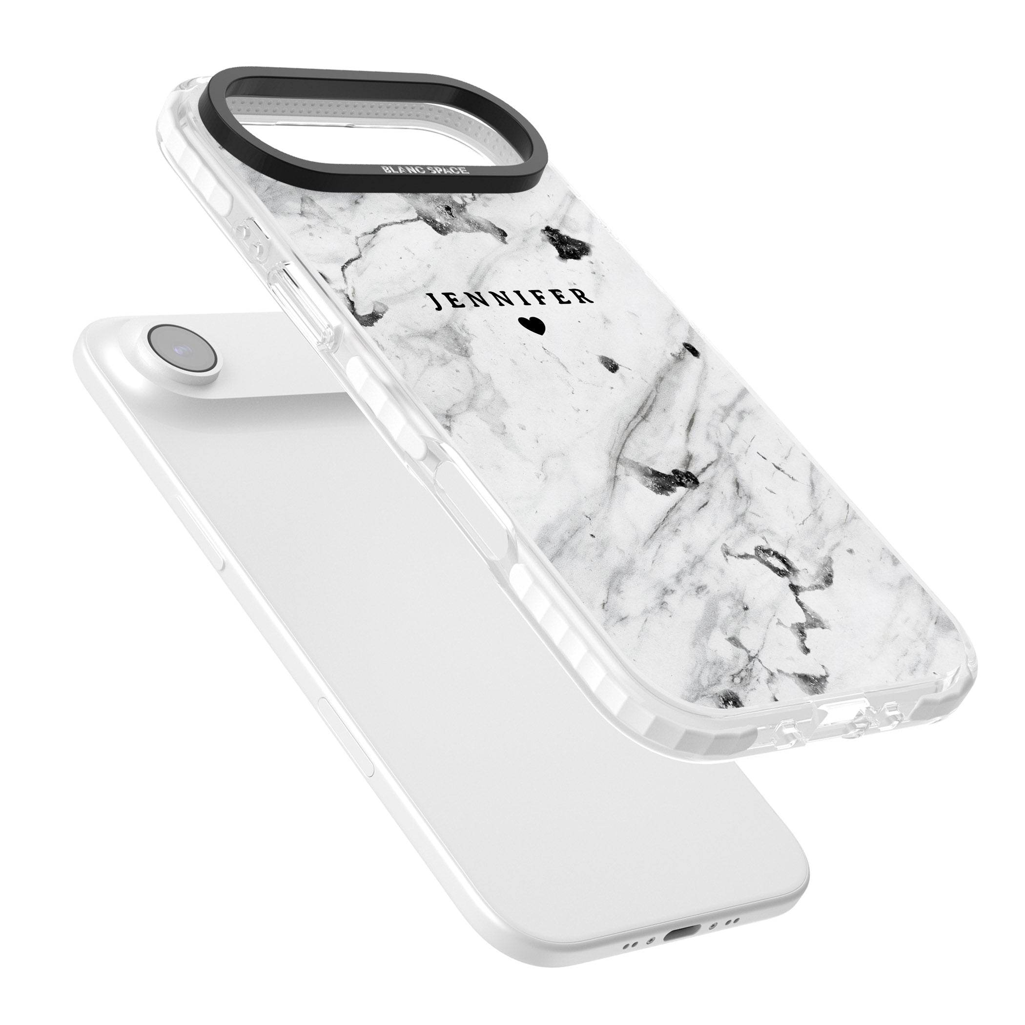 Personalised Marble Heart iPhone 17 Air Impact Clear Phone Case Colours