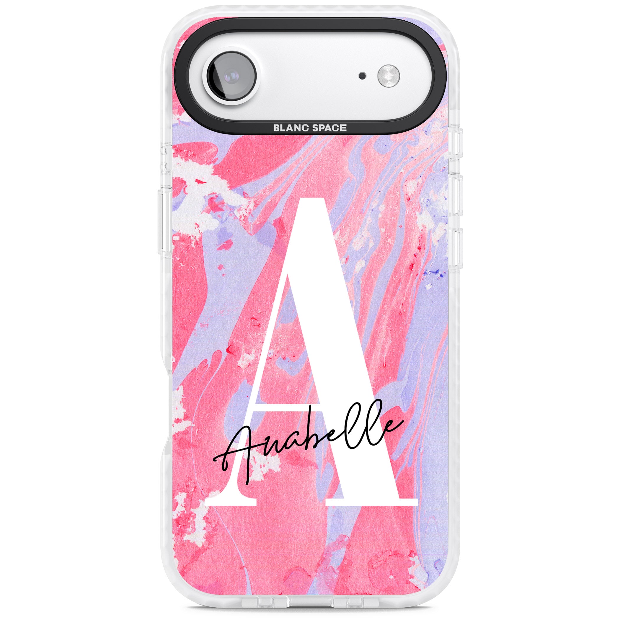 Personalised Pink & Purple Marble iPhone 17 Air Impact Clear Phone Case