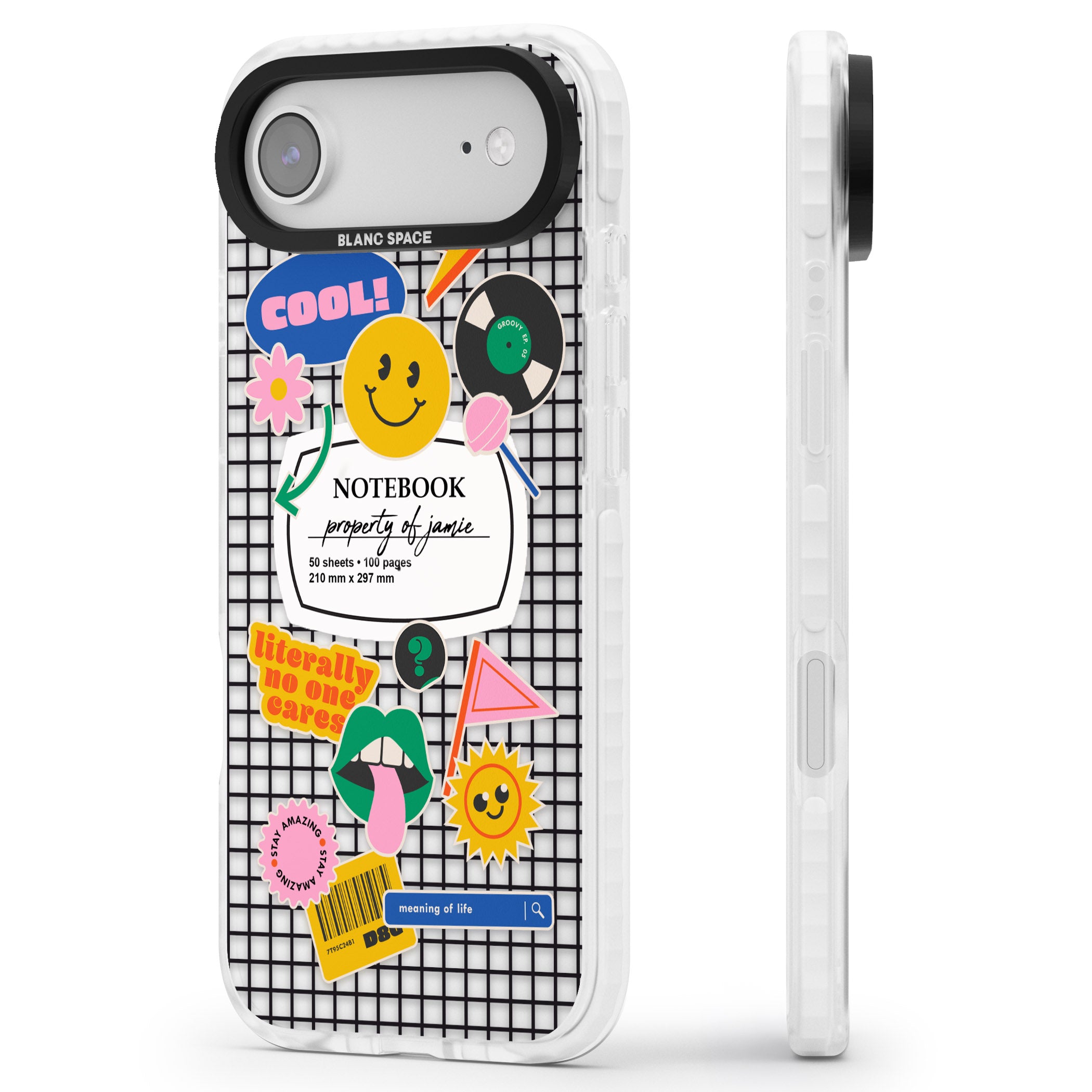Personalised Sticker Mix Grid iPhone 17 Air Impact Clear Phone Case Side Profile