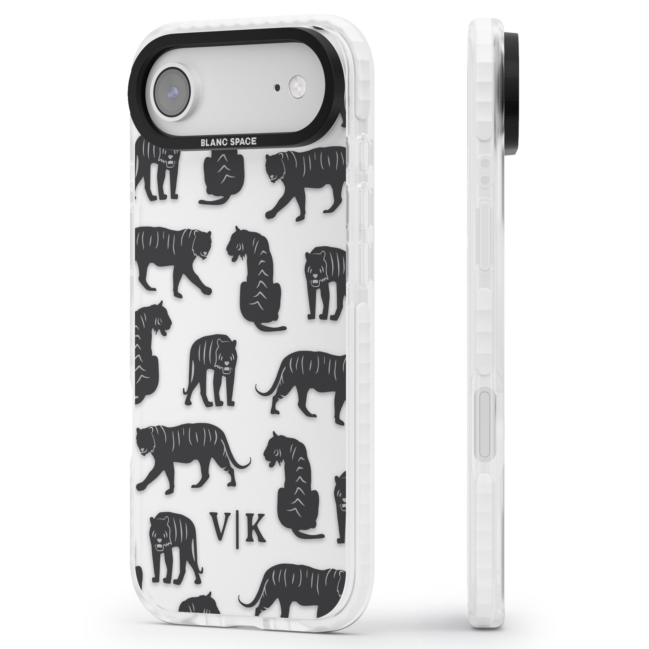Personalised Tiger Silhouettes iPhone 17 Air Impact Clear Phone Case Side Profile
