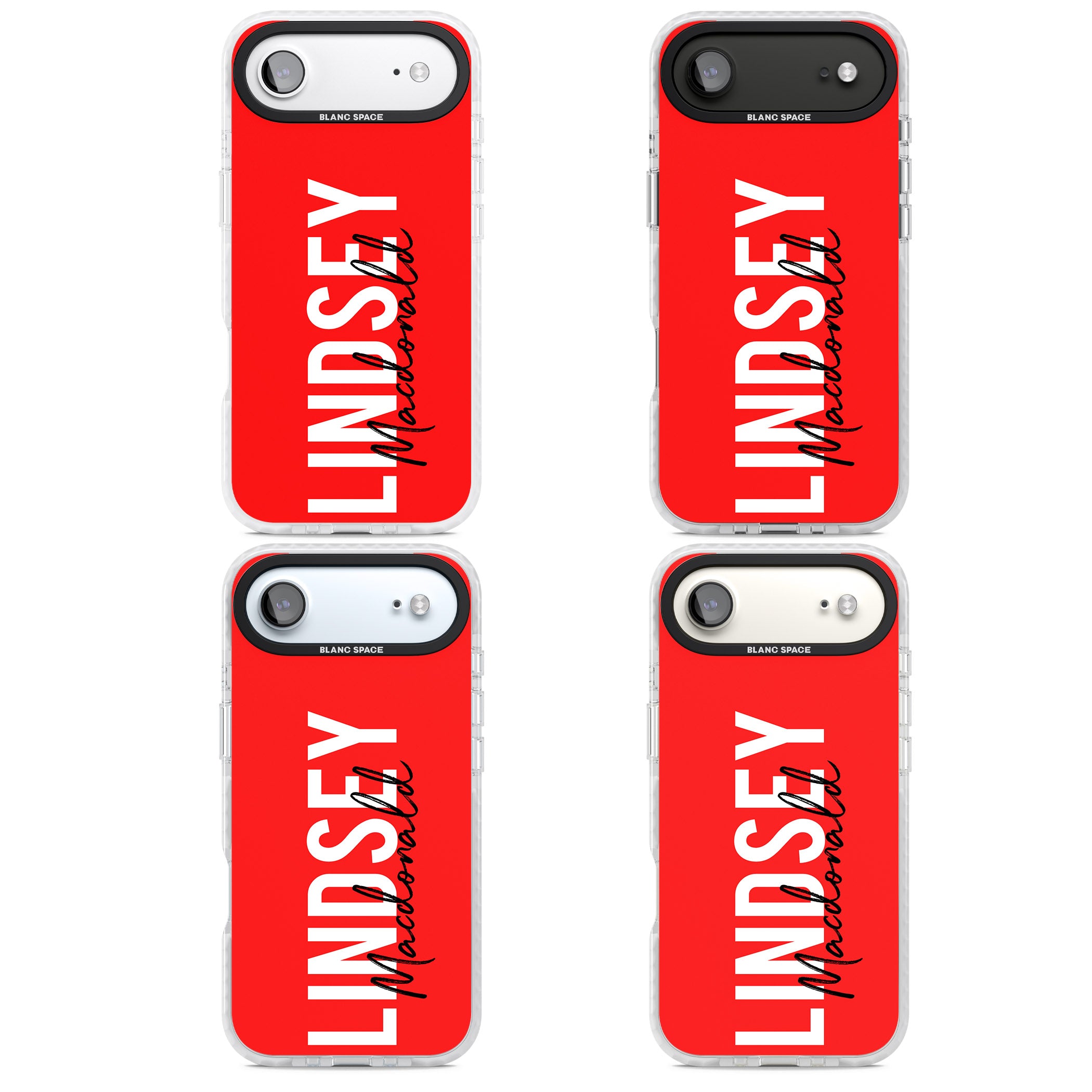 Personalised Bold Name: Red iPhone 17 Air Impact Clear Phone Case APT Impact Protection