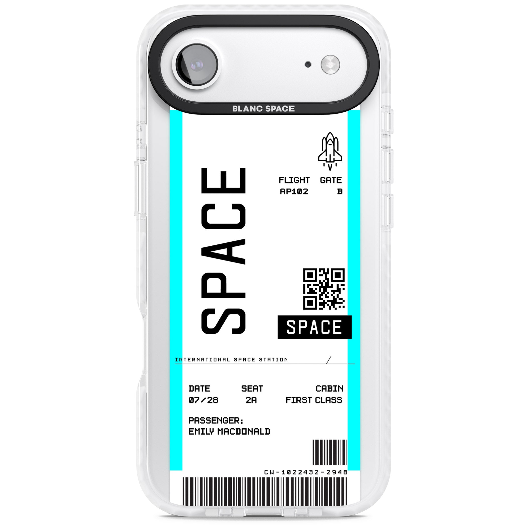 Personalised Space Travel Ticket iPhone 17 Air Impact Clear Phone Case