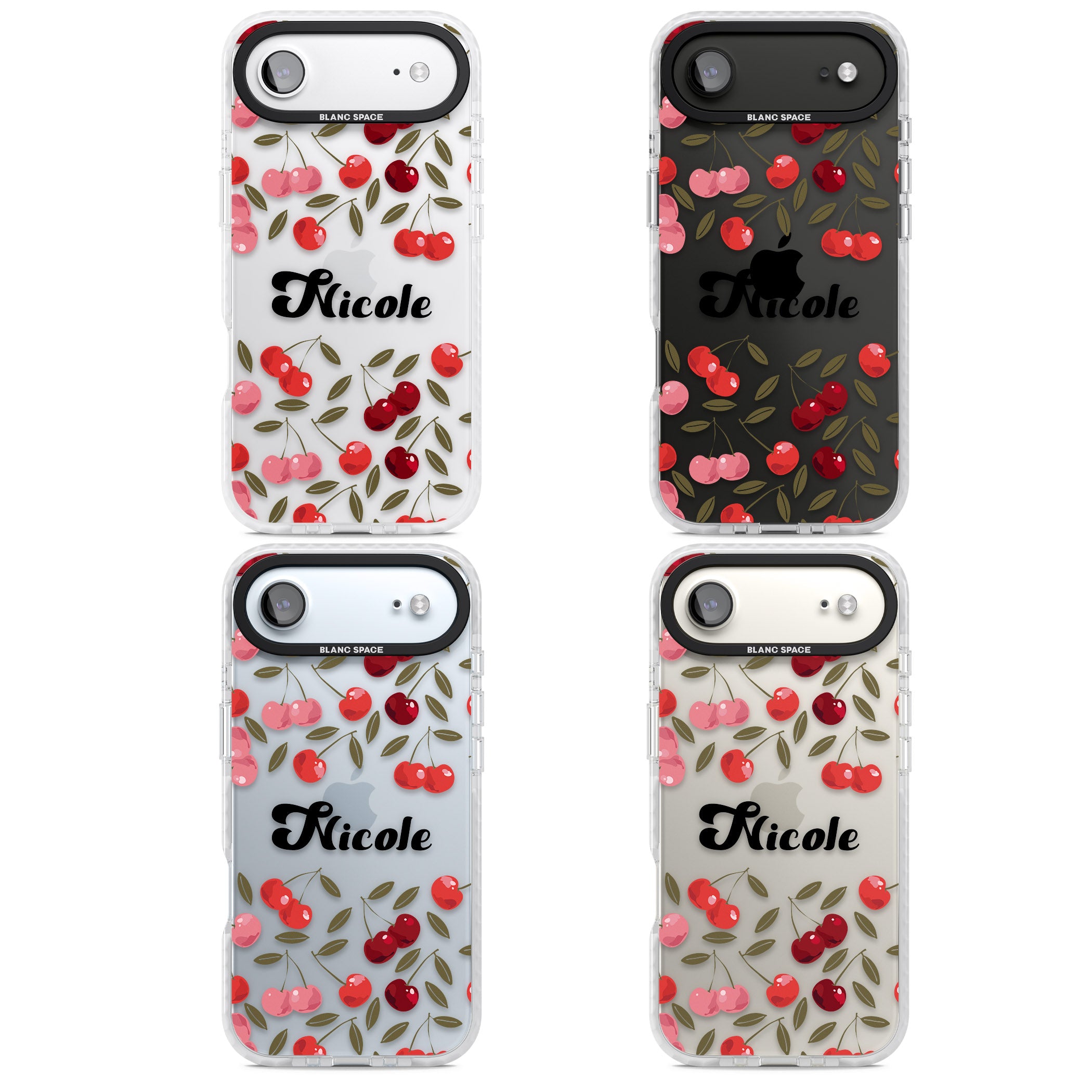 Personalised Cherry Pattern iPhone 17 Air Impact Clear Phone Case APT Impact Protection