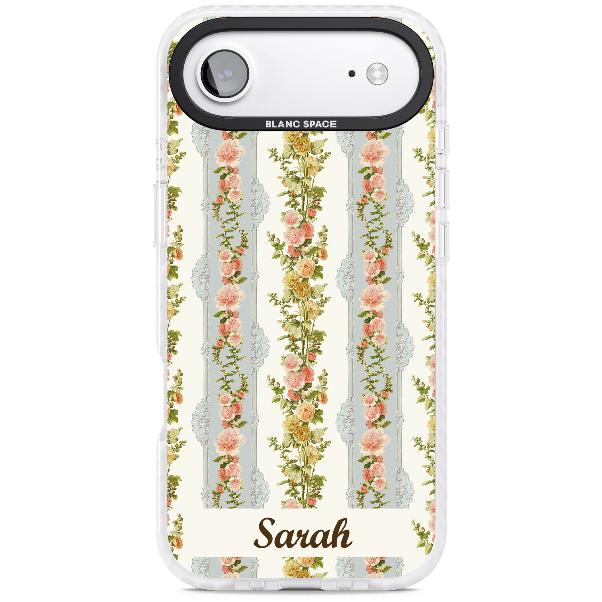 Personalised Vintage Floral Stripes iPhone 17 Air Impact Clear Phone Case