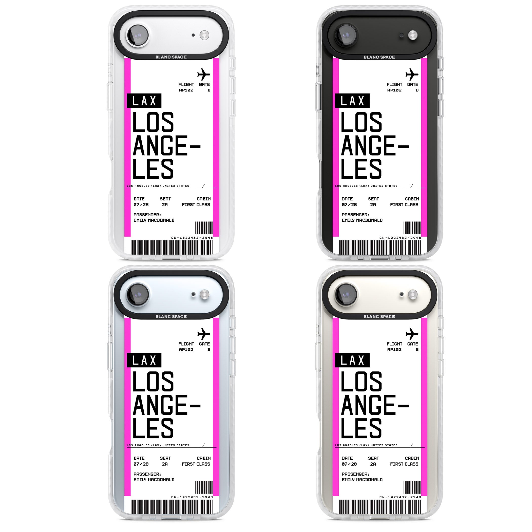 Personalised Los Angeles Boarding Pass iPhone 17 Air Impact Clear Phone Case APT Impact Protection