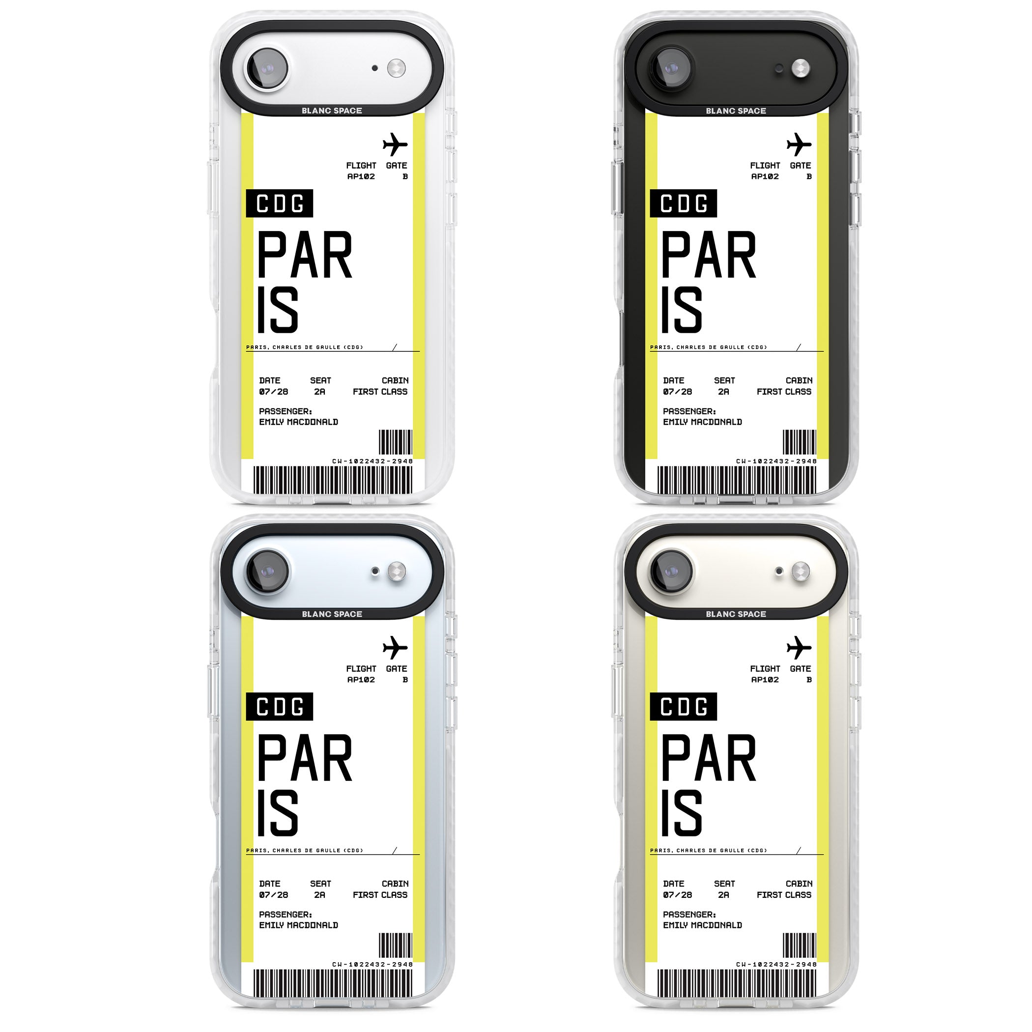 Personalised Paris Boarding Pass iPhone 17 Air Impact Clear Phone Case APT Impact Protection