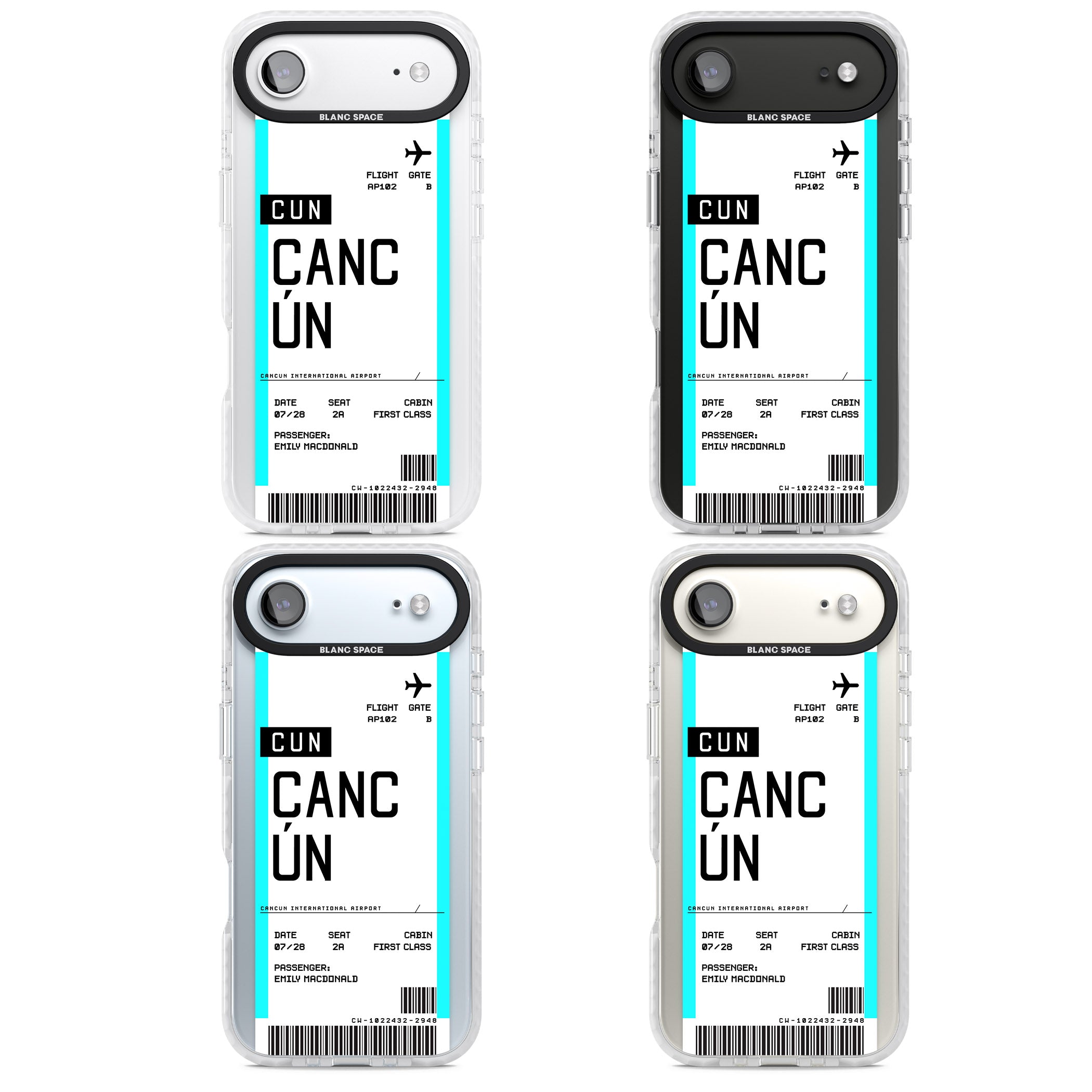 Personalised Cancún Boarding Pass iPhone 17 Air Impact Clear Phone Case APT Impact Protection