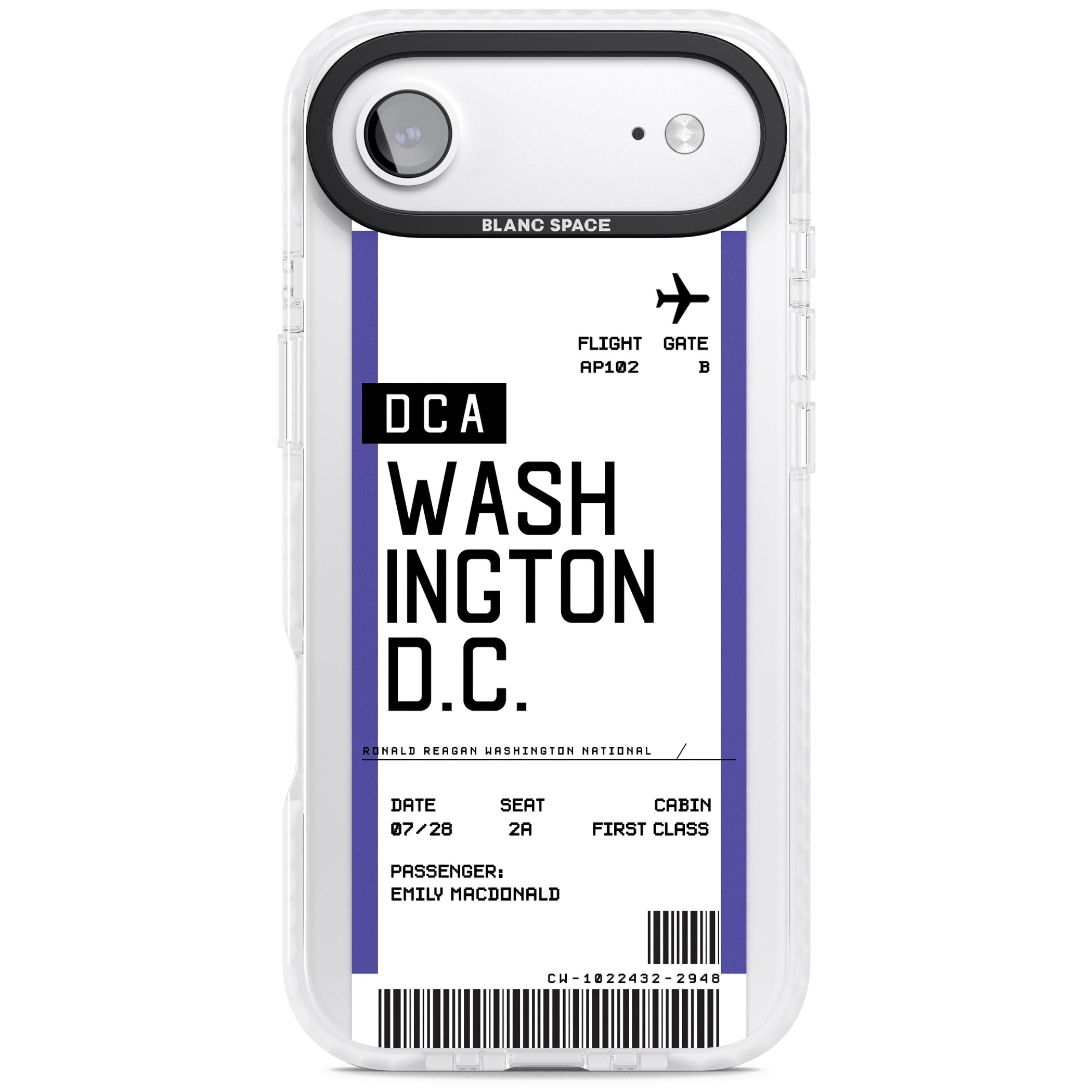 Personalised Washington D.C. Boarding Pass iPhone 17 Air Impact Clear Phone Case