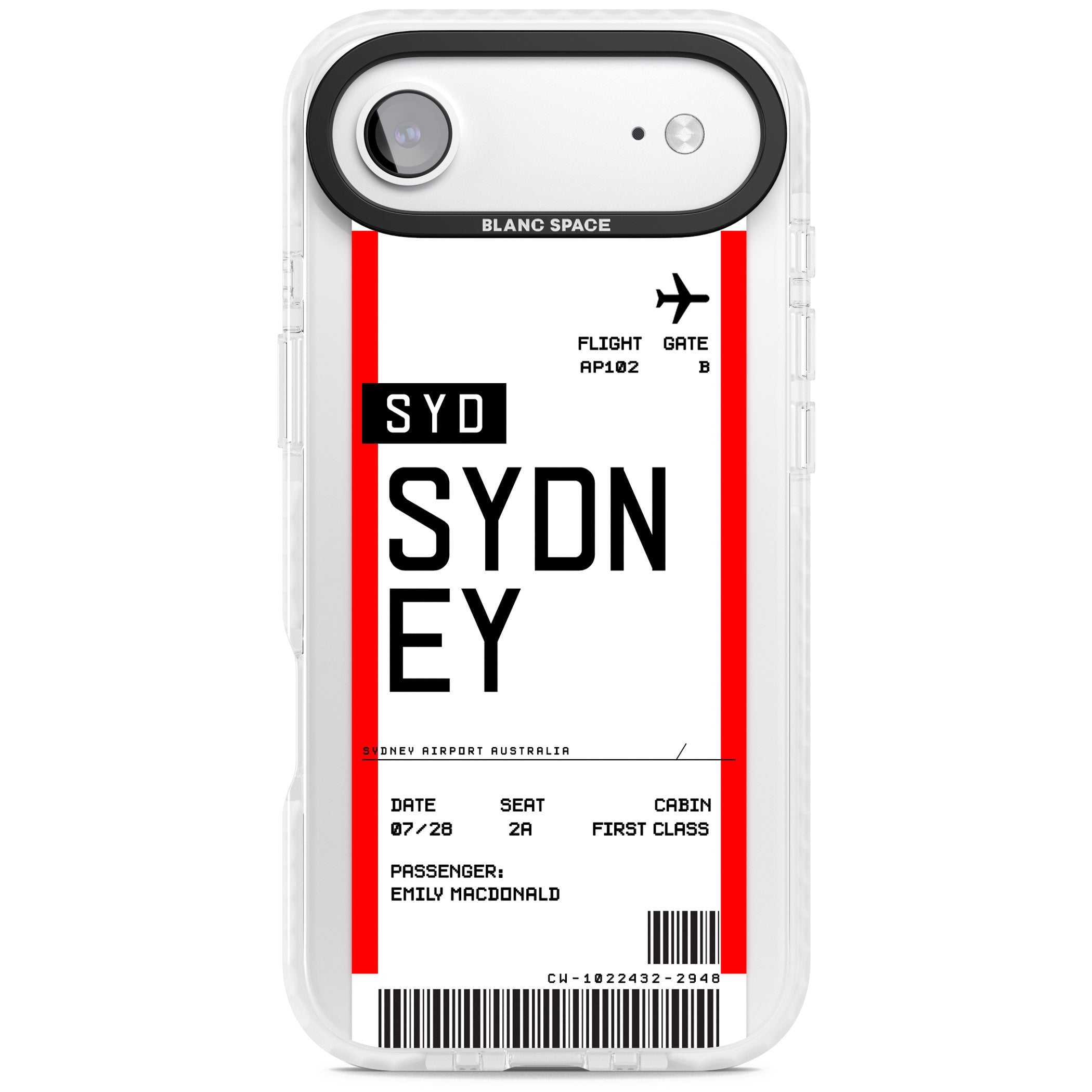 Personalised Sydney Boarding Pass iPhone 17 Air Impact Clear Phone Case
