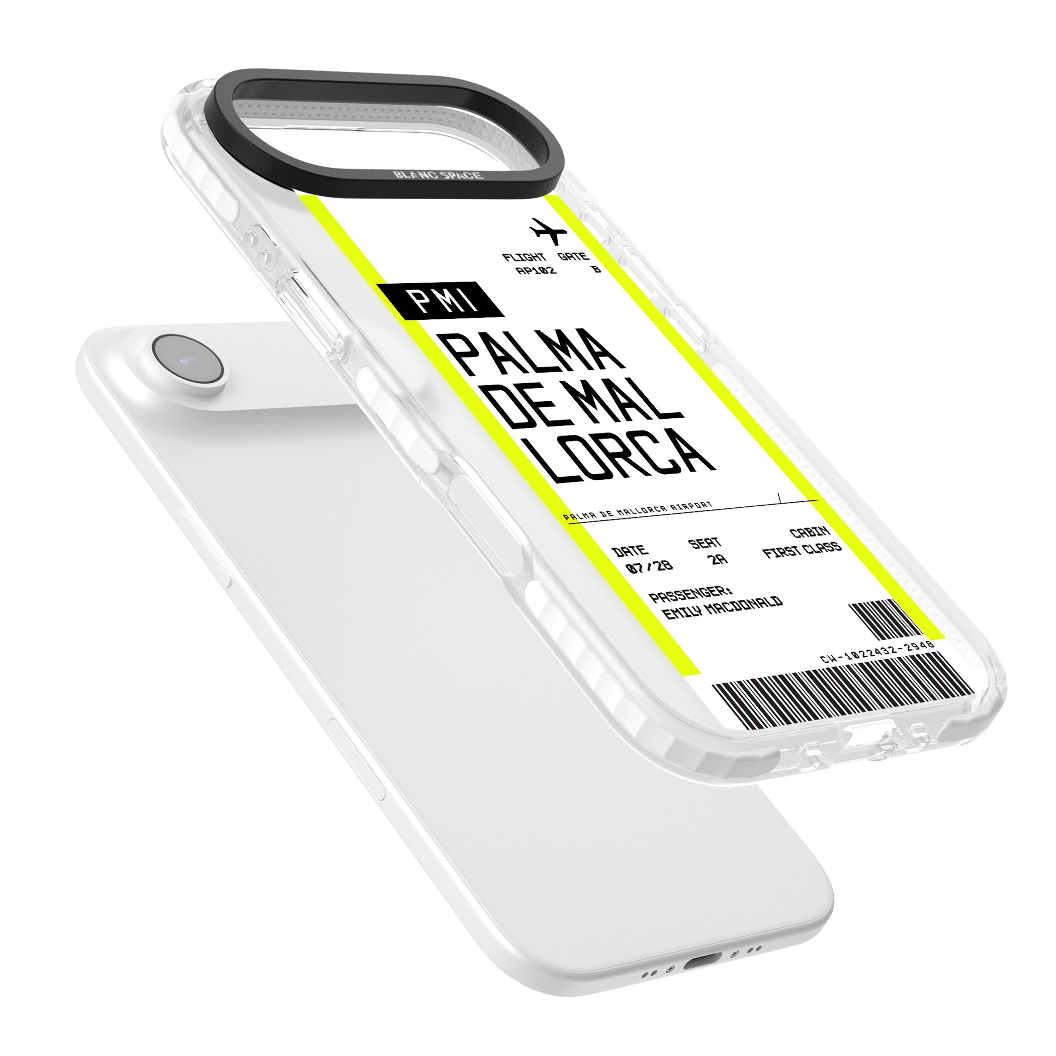 Personalised Palma De Mallorca Boarding Pass iPhone 17 Air Impact Clear Phone Case Colours