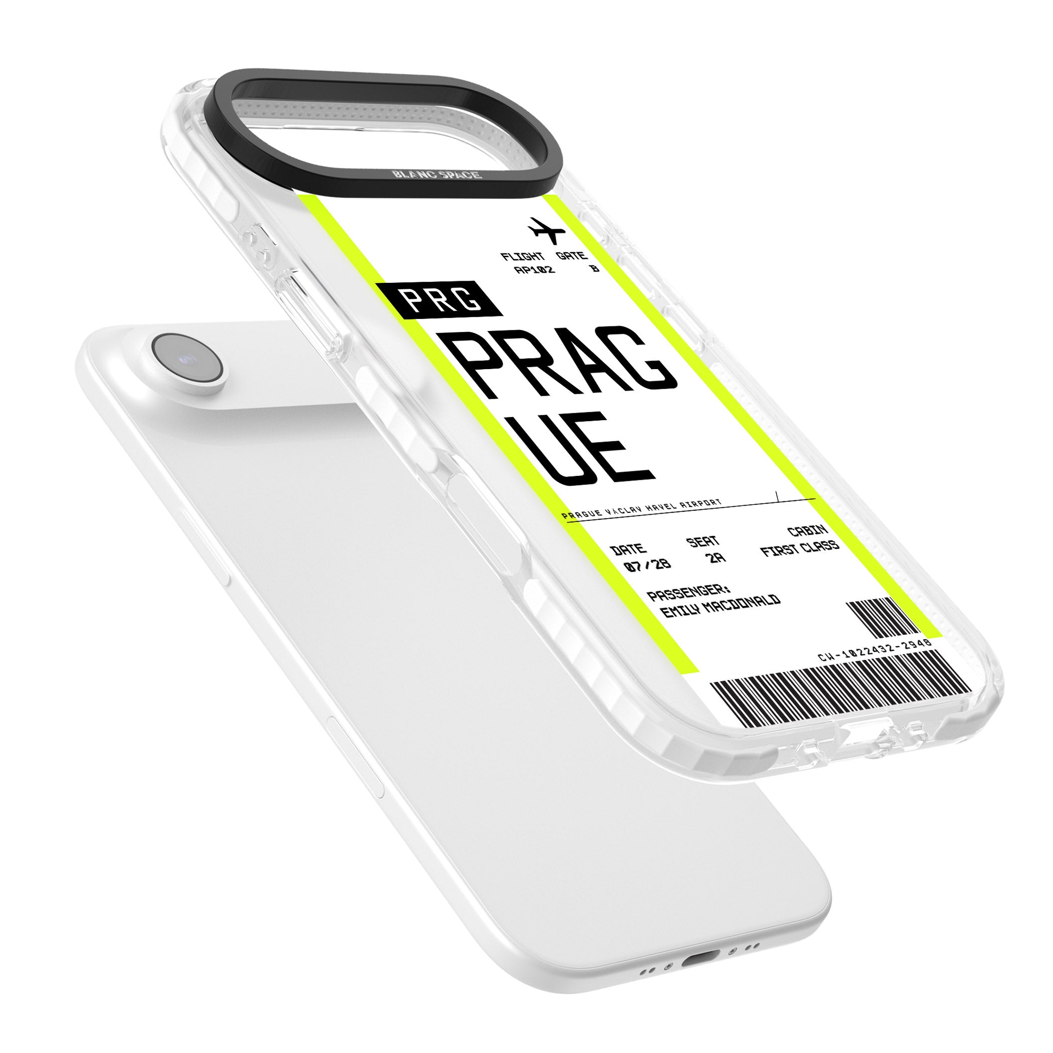 Personalised Prague Boarding Pass iPhone 17 Air Impact Clear Phone Case Colours