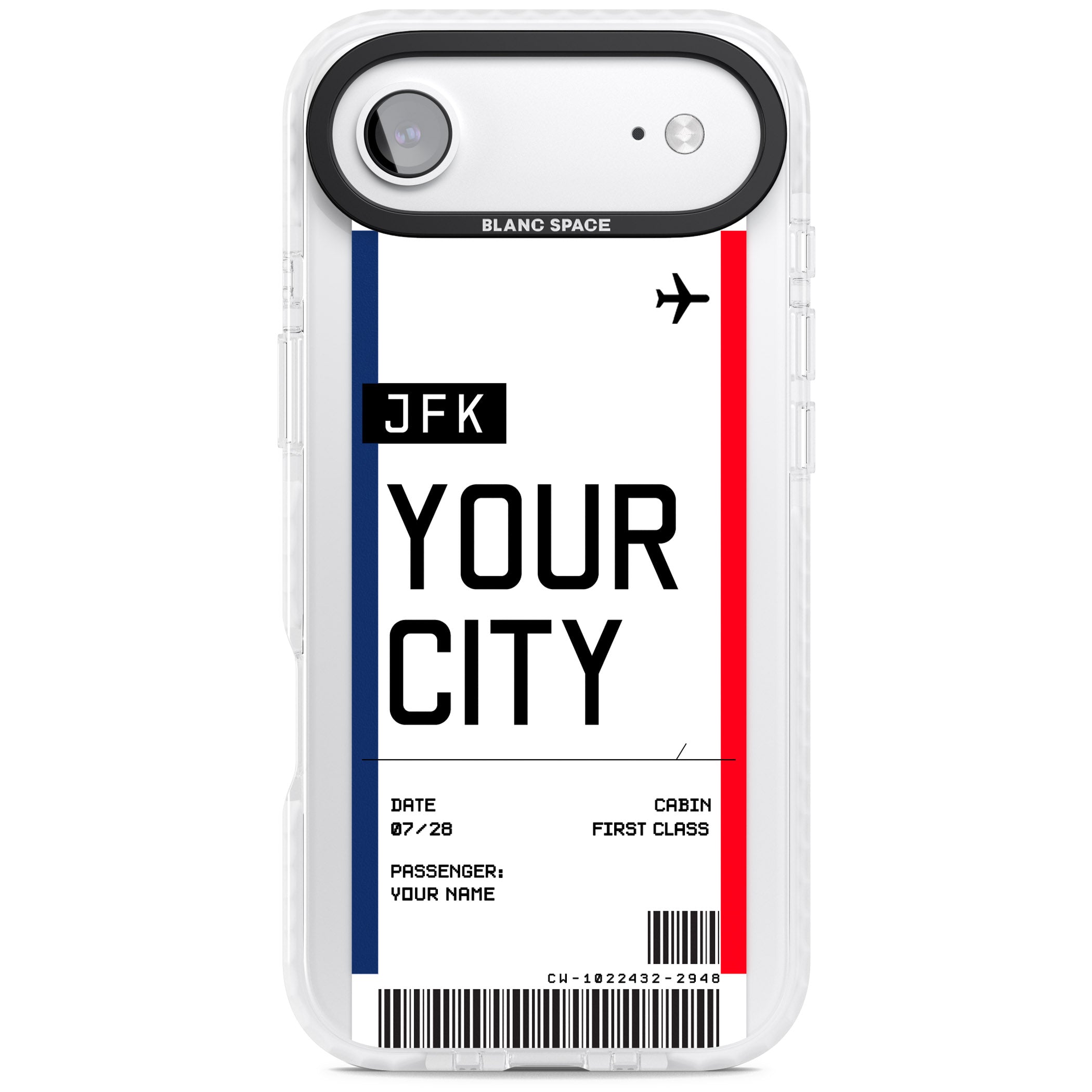 Personalised Create Your Own Boarding Pass Ticket iPhone 17 Air Impact Clear Phone Case