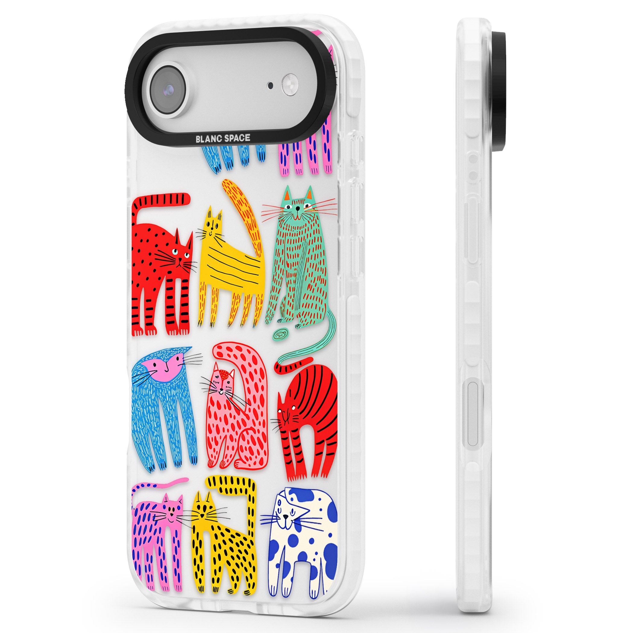 Abstract Colourful Cats iPhone 17 Air Impact Clear Phone Case Side Profile